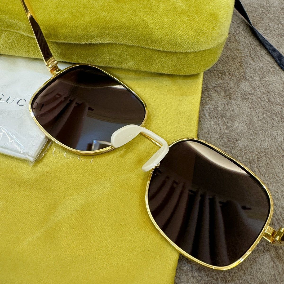 Other GUCCI 'GG0788S-002' Rectangular Square Sunglasses Gold/Brown Size ONE SIZE - 6 Thumbnail