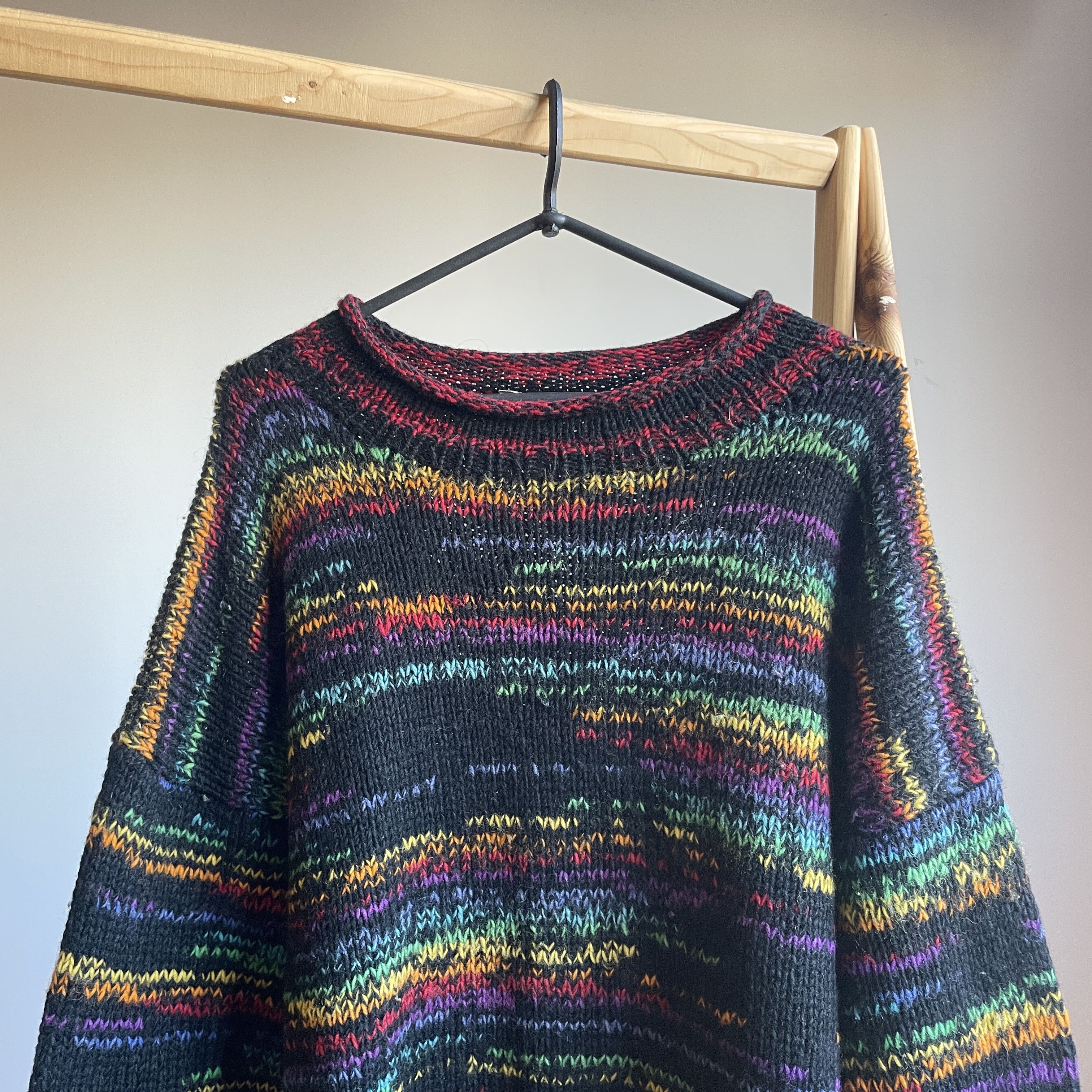 Handmade Vintage 90's Heavy Knit Handmade In Nepal Coloured Sweater Size US L / EU 52-54 / 3 - 3 Thumbnail