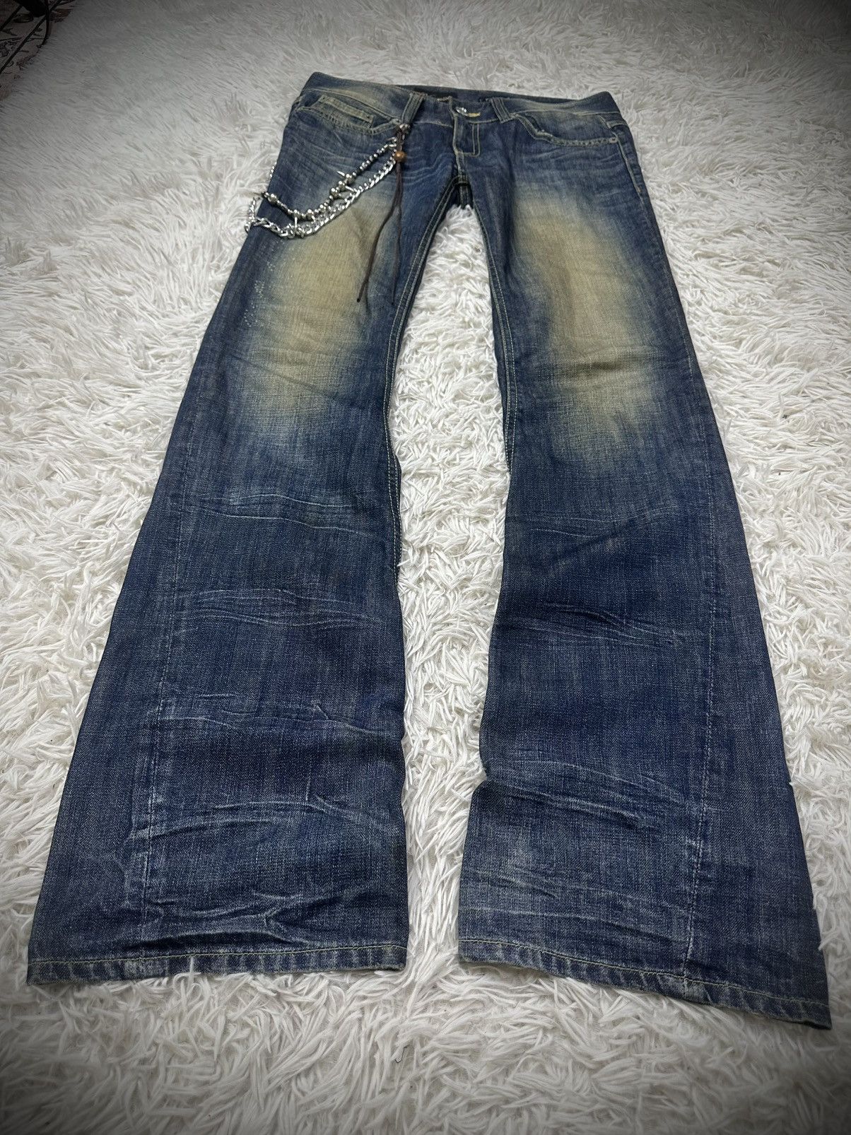 If Six Was Nine rare 00s vanquish x fuga washed spiral flare denim jeans Size US 33 - 2 Thumbnail