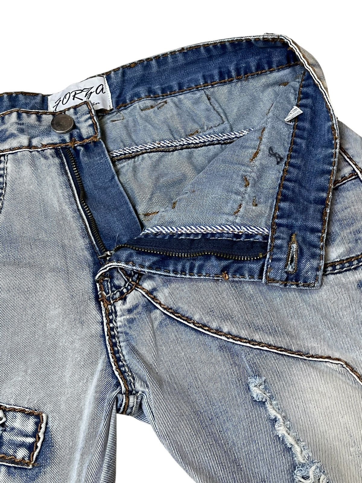 Japanese Brand SICK🔥JAPANESE BRAND FORZA DISTRESSED STYLE JEANS Size US 35 - 12 Thumbnail