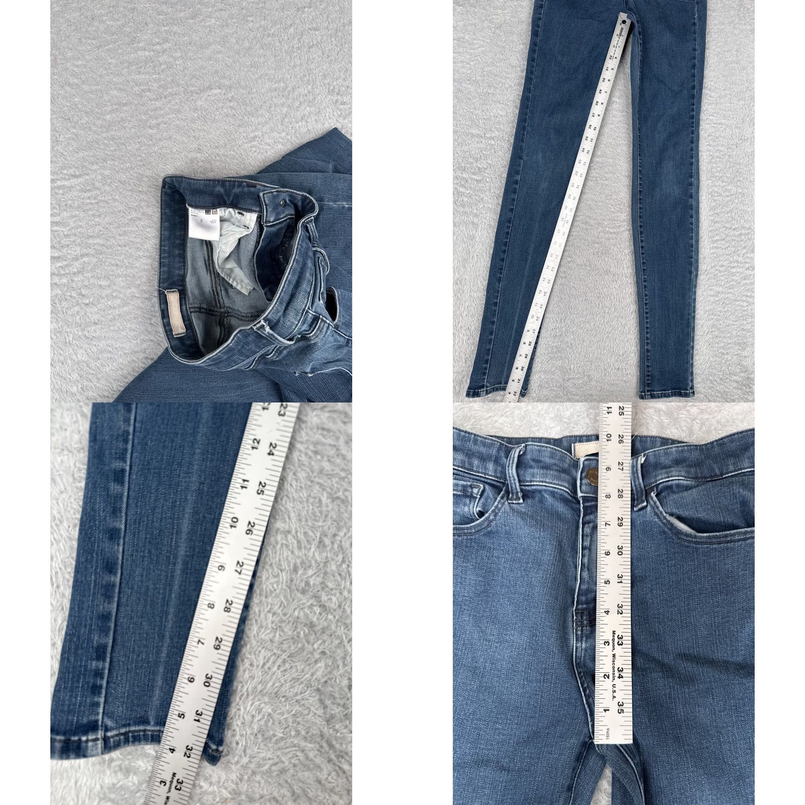 Uniqlo Uniqlo Jeans Womens 25 Blue Denim Skinny Mid Rise Cotton Blend 26x33 Size 42" / US 20 - 8 Thumbnail