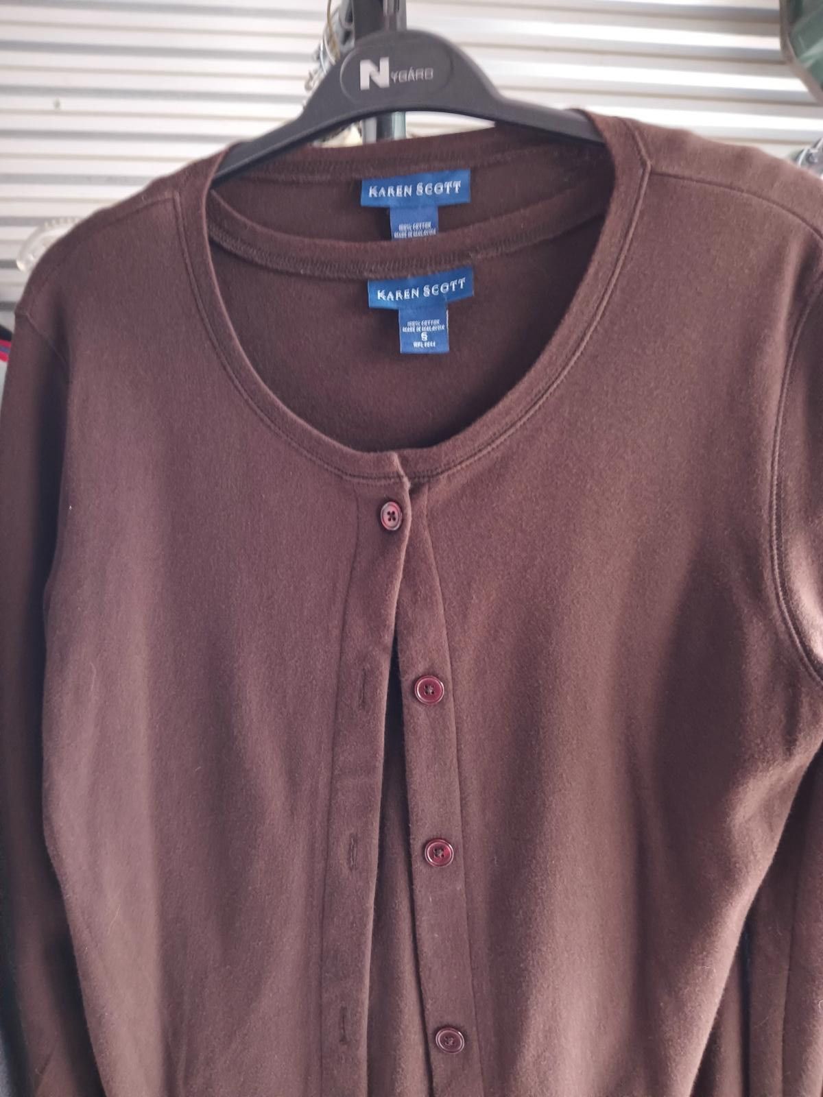 Designer Cozy Brown Cardigan Sweater Set Karen Scott Size S / US 4 / IT 40 - 6 Thumbnail