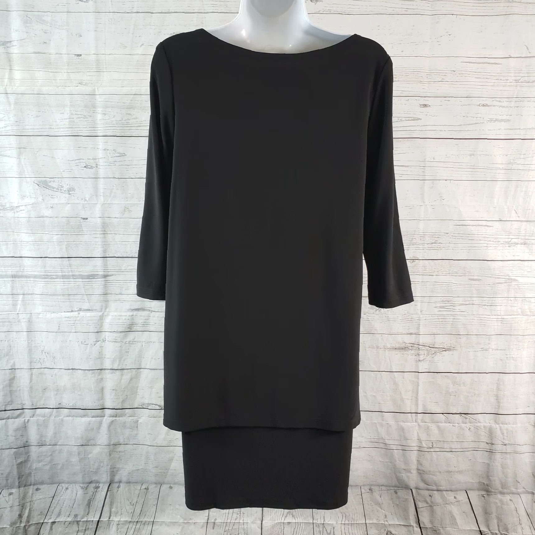Joseph Ribkoff Joseph Ribkoff Womens Tunic Dress Solid Black Layered Long Sleeve Size 8 - Regular, Short Dress Length, Pullover, Shift Style, Black, Womens, Dress Size M / US 6-8 / IT 42-44 - 5 Thumbnail