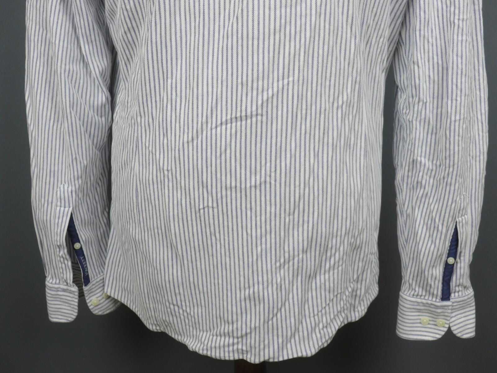 Designer Hackett London White Striped Button Down Shirt Size XL Size US XL / EU 56 / 4 - 12 Thumbnail