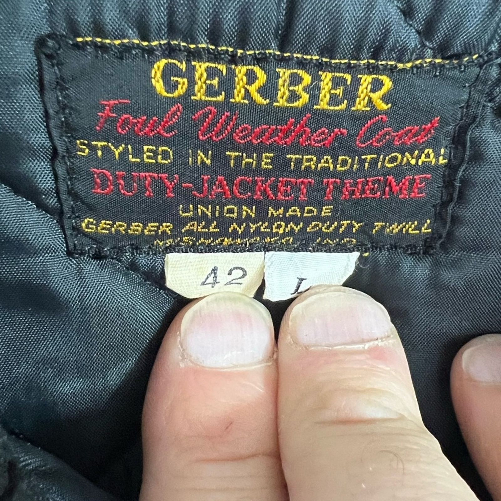 Vintage 70’s Gerber Foul Weather Union Made in USA Duty Jacket L Size US L / EU 52-54 / 3 - 8 Thumbnail