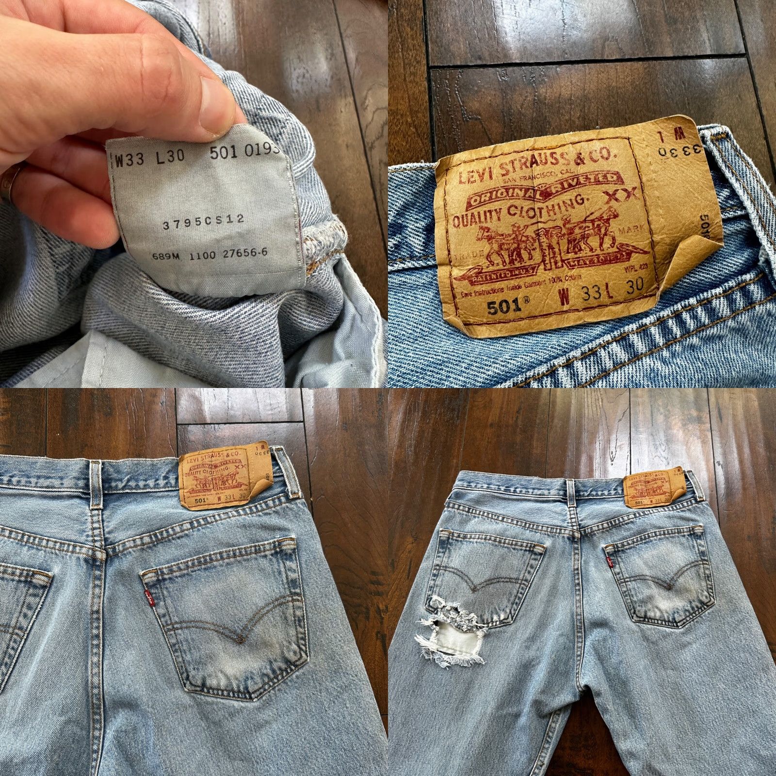 Levi's VINTAGE Levi's 501 Jeans Straight 90s Light Blue 33x30 Mens Regular Denim Cotton Button Closure Size US 33 - 9 Thumbnail