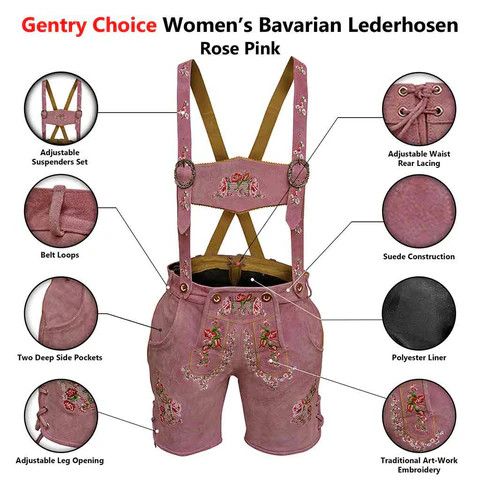 Other Women Pink Lederhosen German outfit for Oktoberfest Size L / US 10 / IT 46 - 6 Thumbnail