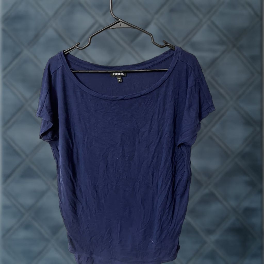 Express VINTAGE EXPRESS Women’s T-Shirt Small Blue Stretch Round Neck Casual Top Size S / US 4 / IT 40 - 1 Thumbnail
