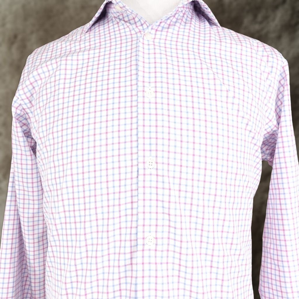Pronto Uomo Pronto Uomo Dress Shirt Men 16/34-35 Slim Non-Iron Check Plaid Multicolor 100% Cotton Shirt Mens Size 42R - 1 Thumbnail