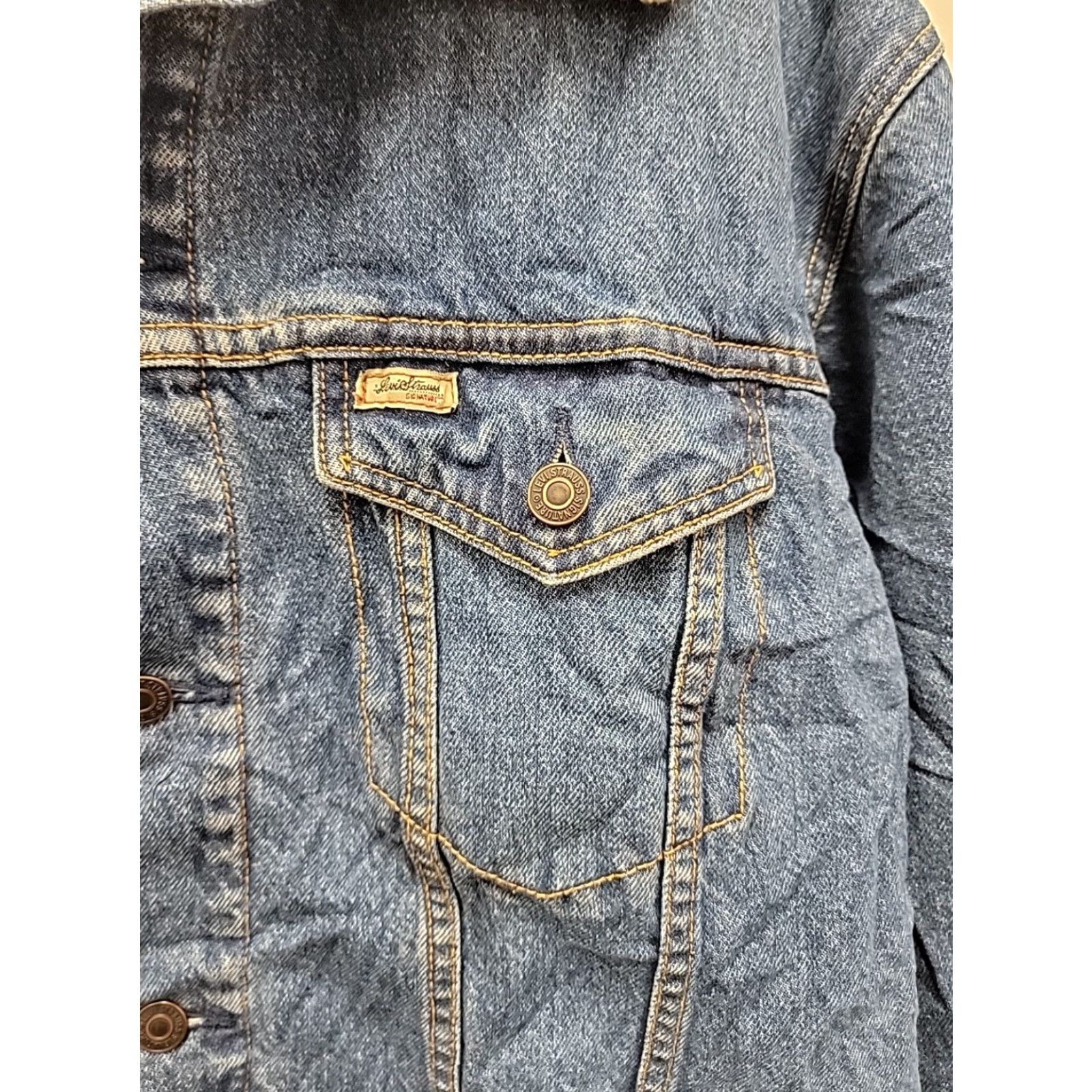Levi's VINTAGE Levi's Denim Jacket Lined Sherpa Collar Mens XL Blue Denim Jacket Mens XL Blue Sherpa Lined Jacket Size US XL / EU 56 / 4 - 2 Thumbnail