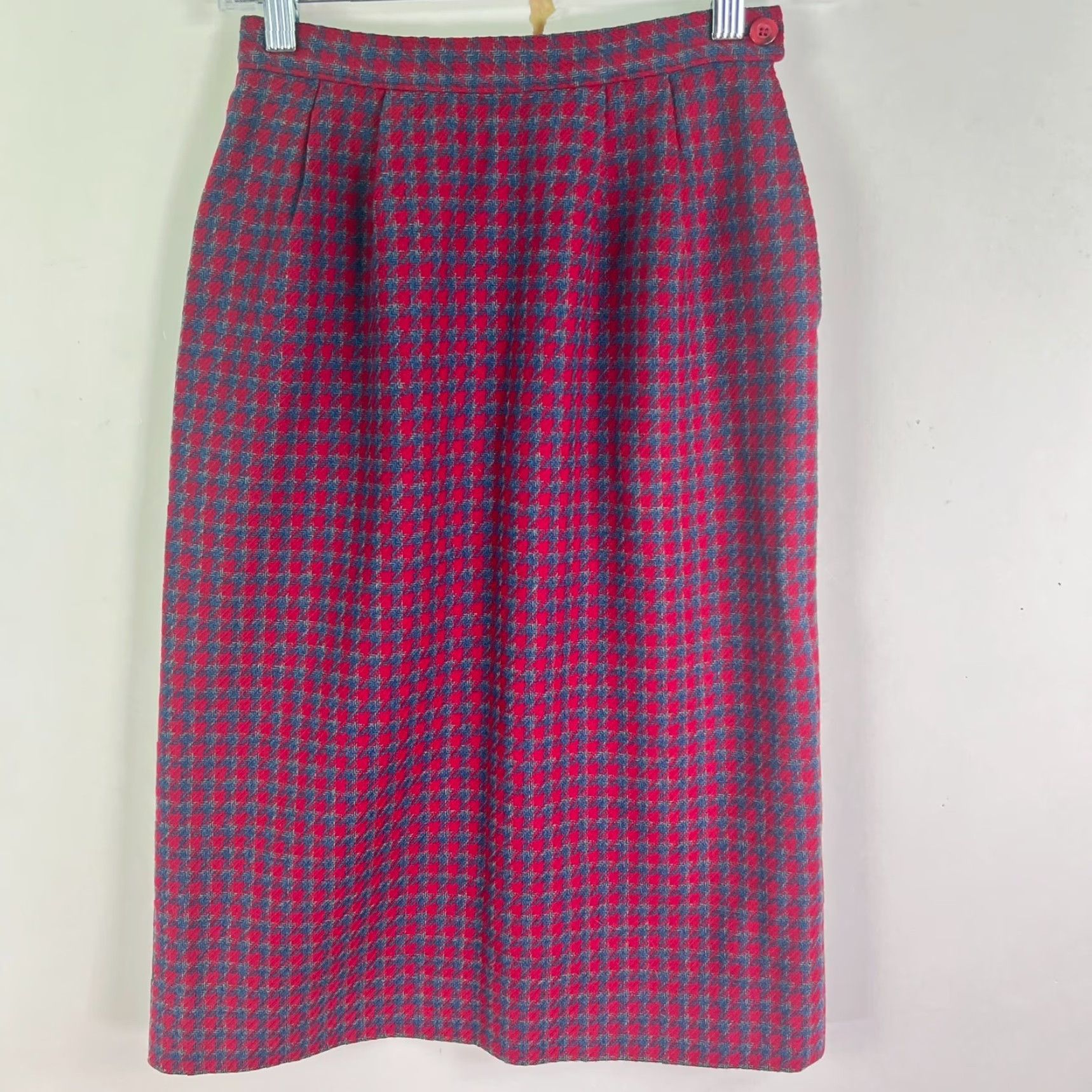 Pendleton VINTAGE Pendleton Wool Plaid A-Line Skirt Womens 4P Knee Length Red Blue 80s 90s Preppy Dry Clean Only Size 27" / US 4 / IT 40 - 2 Thumbnail