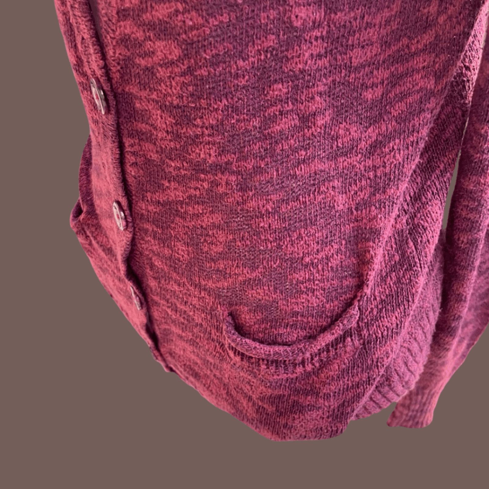 Vintage VTG Knit Cardigan | Mudd Maroon Button-Up | Y2K Mall Goth Size S / US 4 / IT 40 - 2 Thumbnail