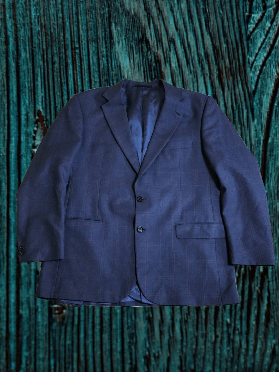 Burberry BURBERRY Blazer Wool Blend Double Breasted checkered Blue Size 44L - 1 Thumbnail