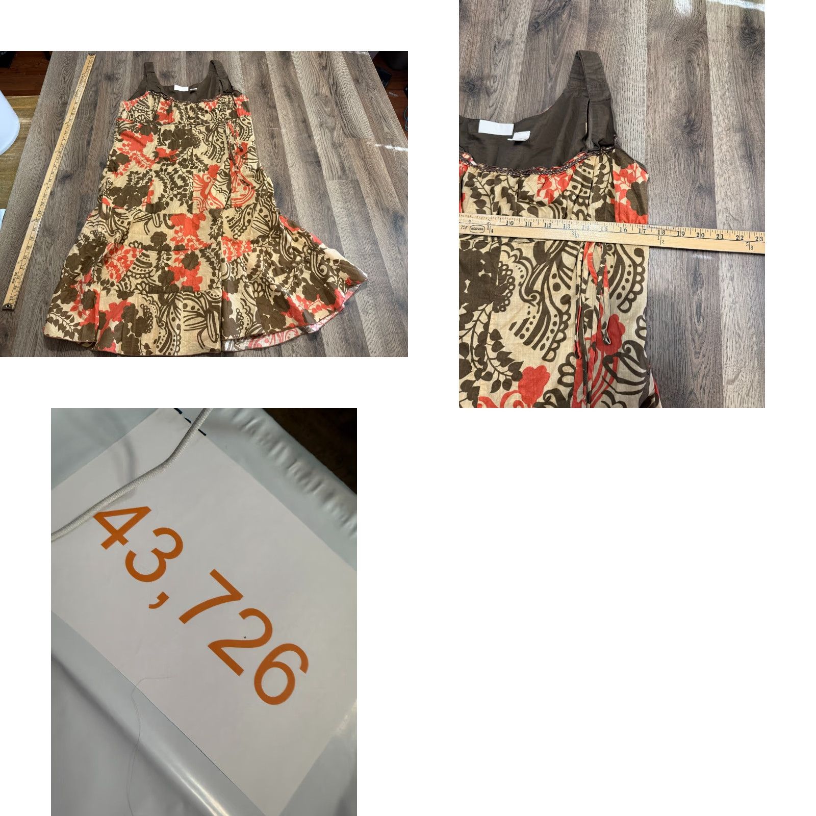DKNY DKNY Jeans Dress Tank Dress Floral Red Brown 10 Petite Womens Casual Party Knee Length Womens Size 32" / US 10 / IT 46 - 8 Thumbnail