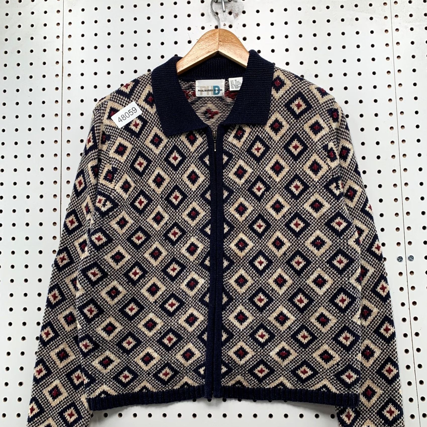 Vintage VINTAGE Paul Harris Design Cardigan Zip Sweater Womens M Geometric Diamond Size M / US 6-8 / IT 42-44 - 4 Thumbnail