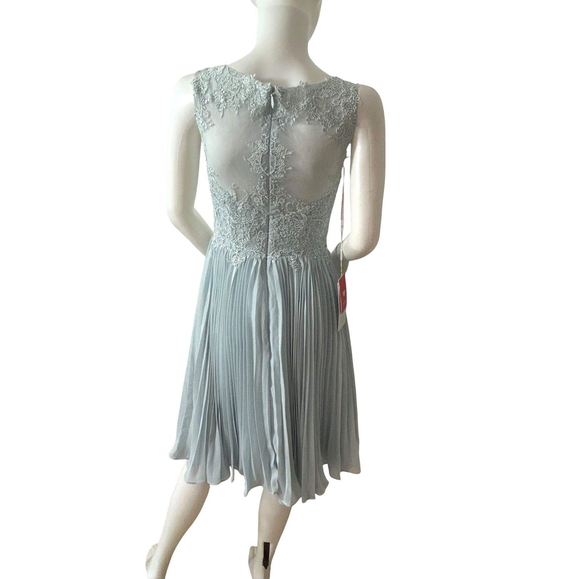 Other JJ’s House Cocktail Dress 4 Blue Green Lace Chiffon Pleats S Size S / US 4 / IT 40 - 3 Thumbnail