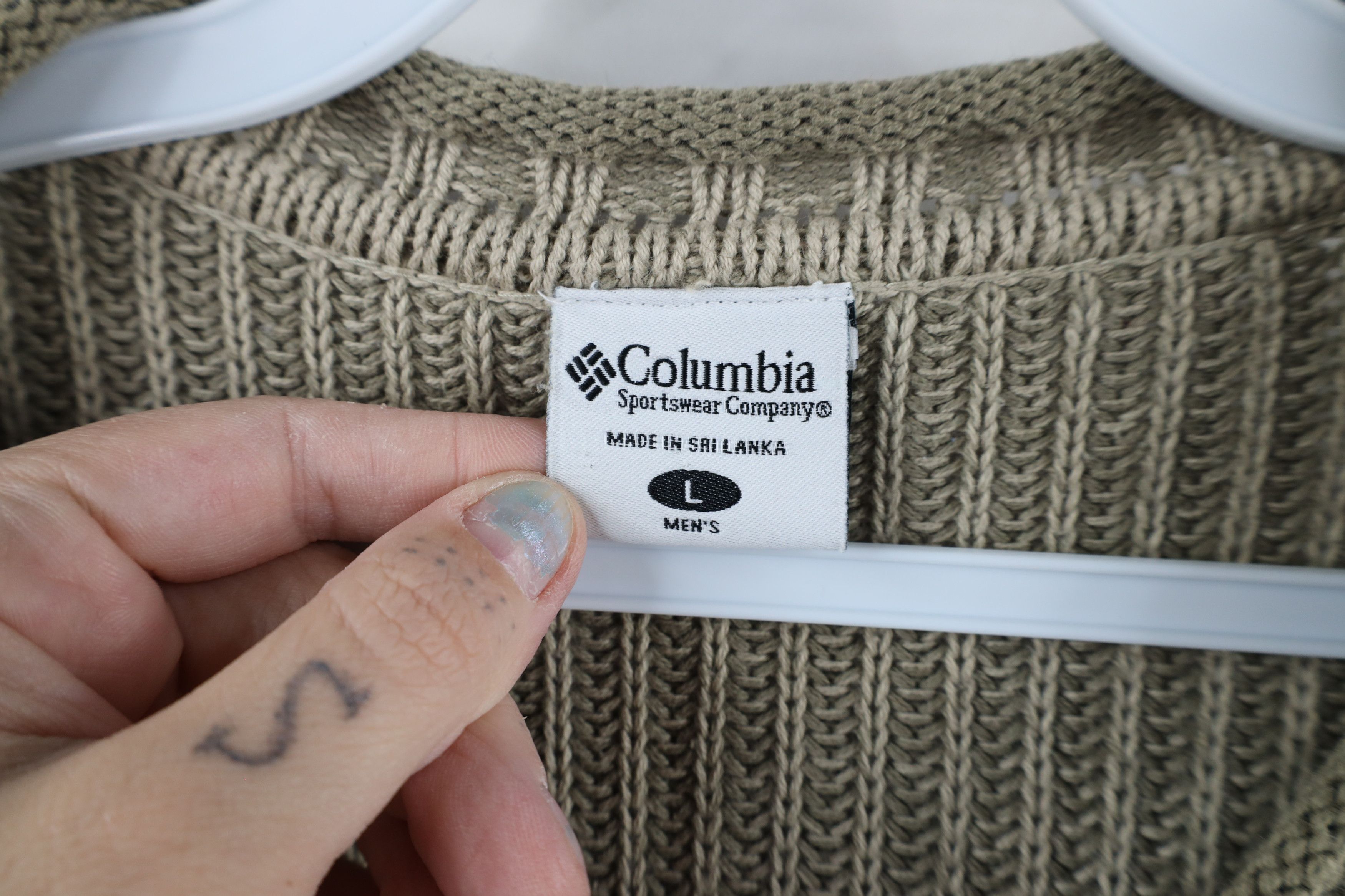 Columbia × Vintage Vintage 90s Columbia Marled Cotton Ribbed Knit Sweater Beige Size US L / EU 52-54 / 3 - 5 Thumbnail