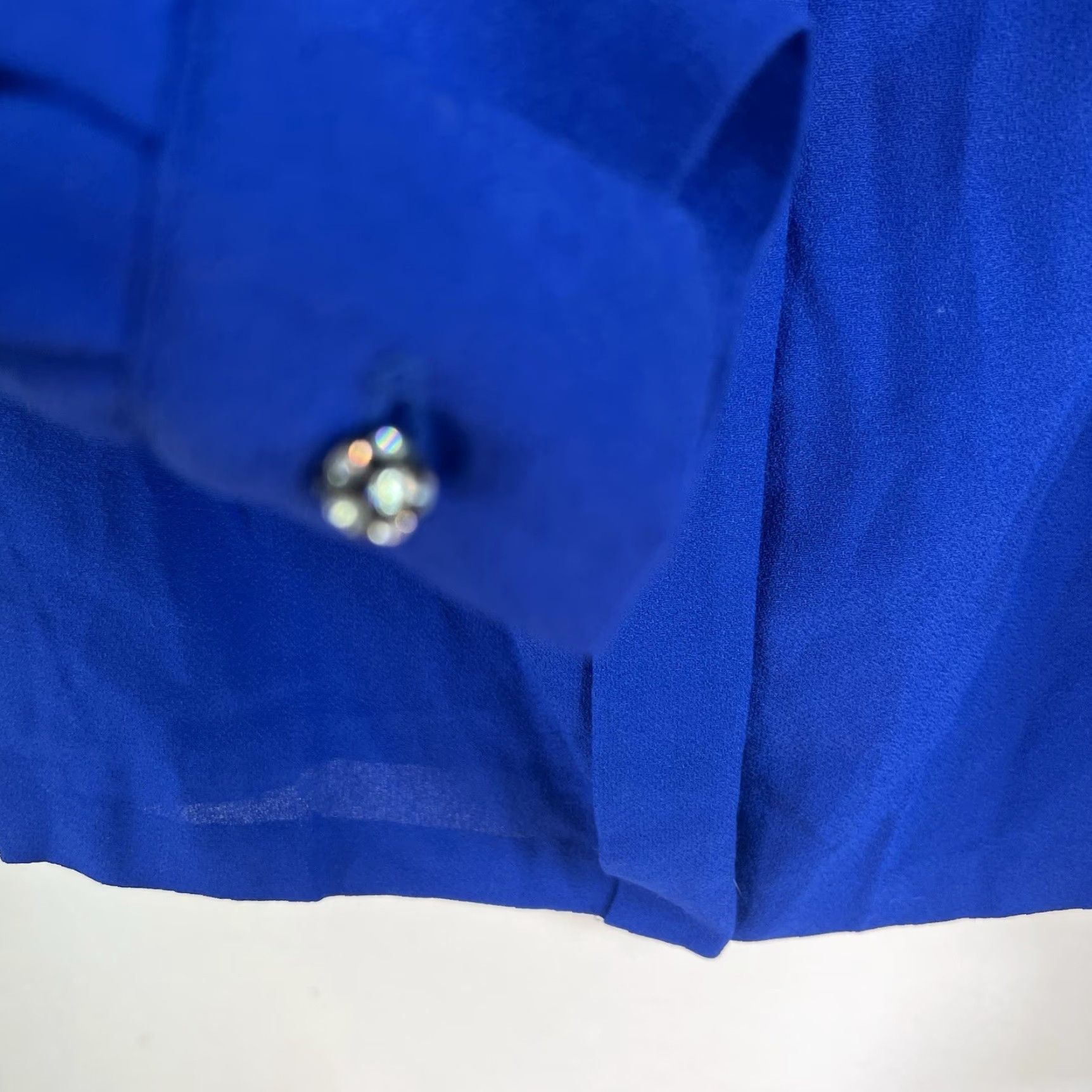 Vintage VINTAGE Mode de Paris Shirt Womens 12 Blue Embellished 1970s Secretary/Geek Button-Up Blouse Blue Size XL / US 12-14 / IT 48-50 - 4 Thumbnail
