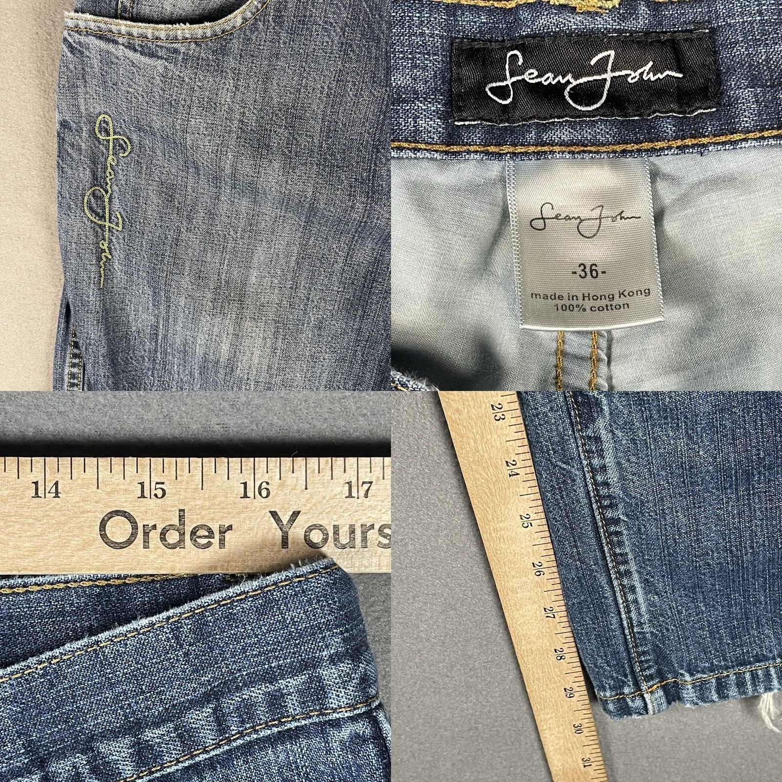 Sean John VINTAGE Sean John Jeans Mens 36 Wide-Leg Distressed Carpenter 5-Pocket Denim Blue 90s Grunge Y2K Skater Size US 36 / EU 52 - 8 Thumbnail