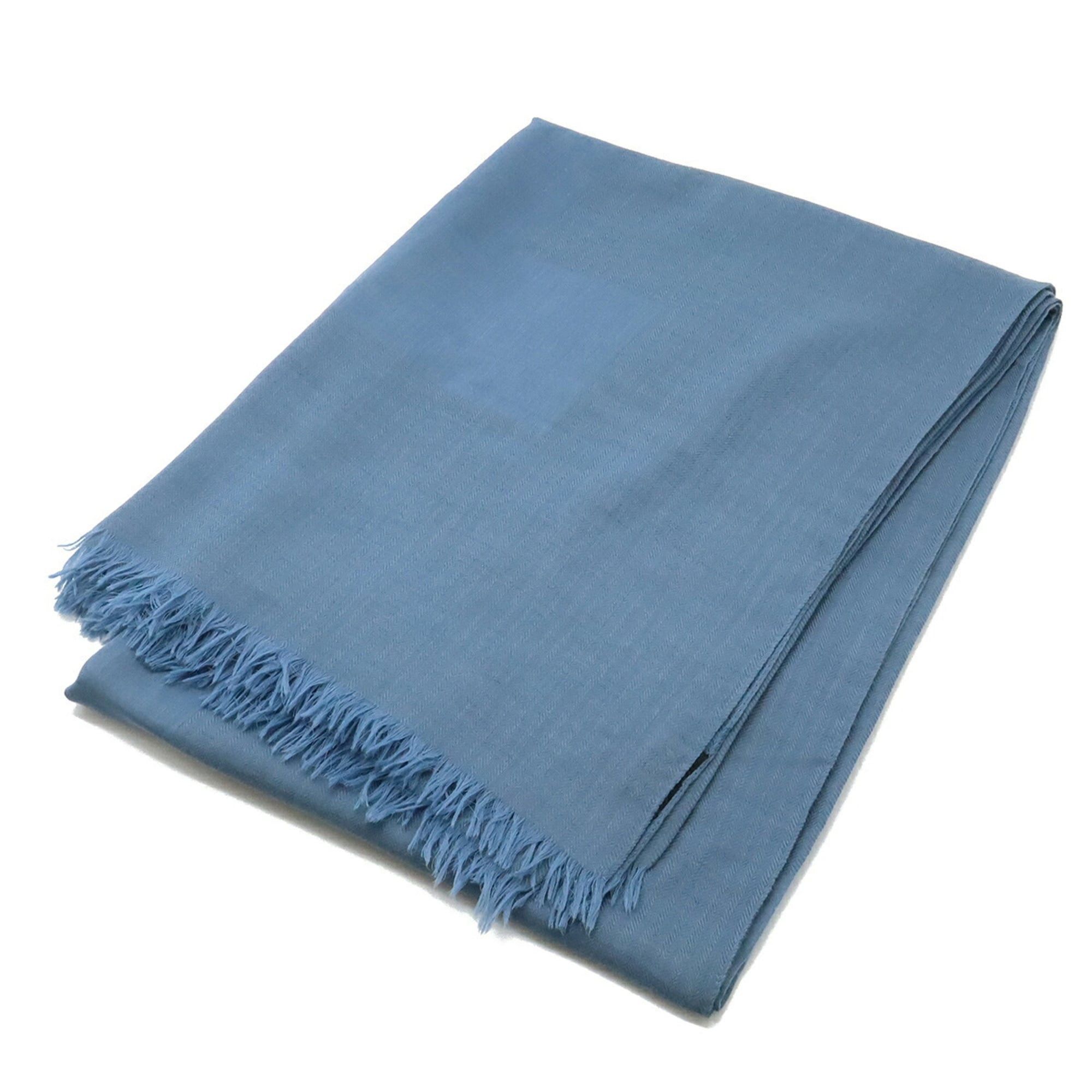 HERMES H Stole Shawl Large 80% Cashmere 20% Wool Dusty Blue