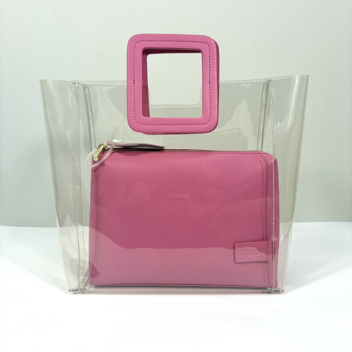 Staud Staud Shirley Transparent Handbag Tote Leather Clear Pink Size ONE SIZE - 3 Thumbnail