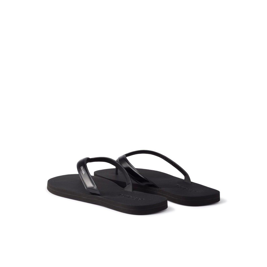 Prada PRADA Black Leather Thong Sandals New & Authentic (Men's siz Size US 12 / EU 45 - 3 Thumbnail
