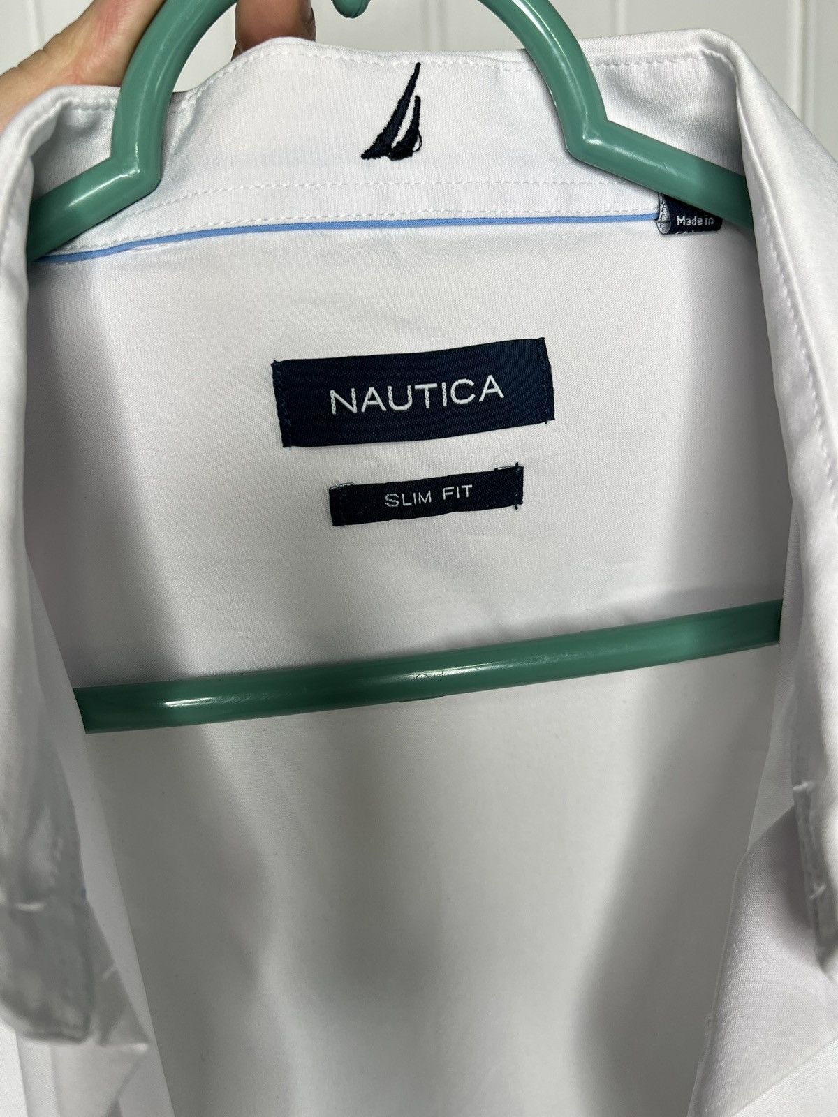 Nautica Nautica Men’s Slim Fit Dress Shirt Size Large White Size US L / EU 52-54 / 3 - 2 Thumbnail