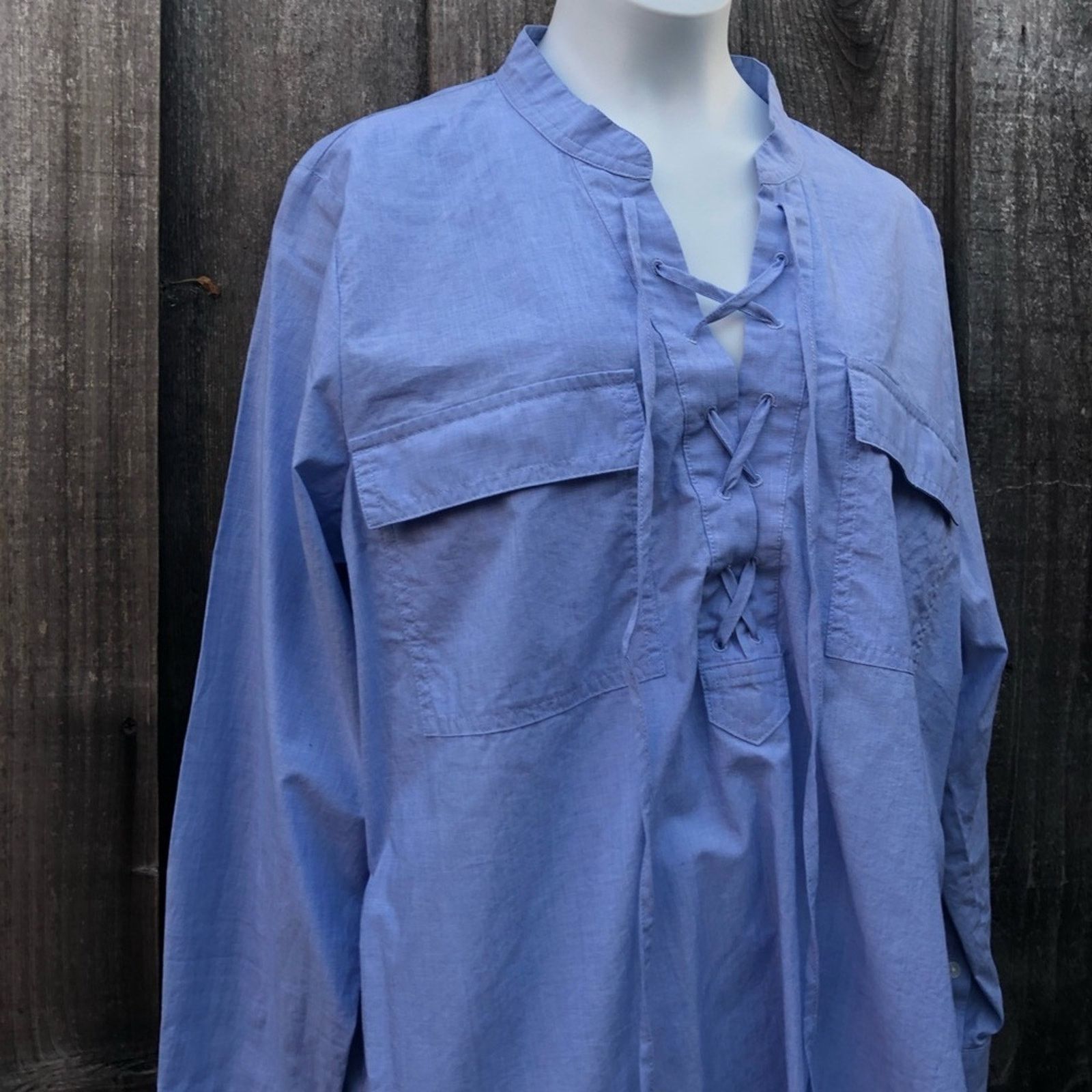 Madewell Madewell blue Terrace Lace-Up Shirt size Large Size L / US 10 / IT 46 - 4 Thumbnail