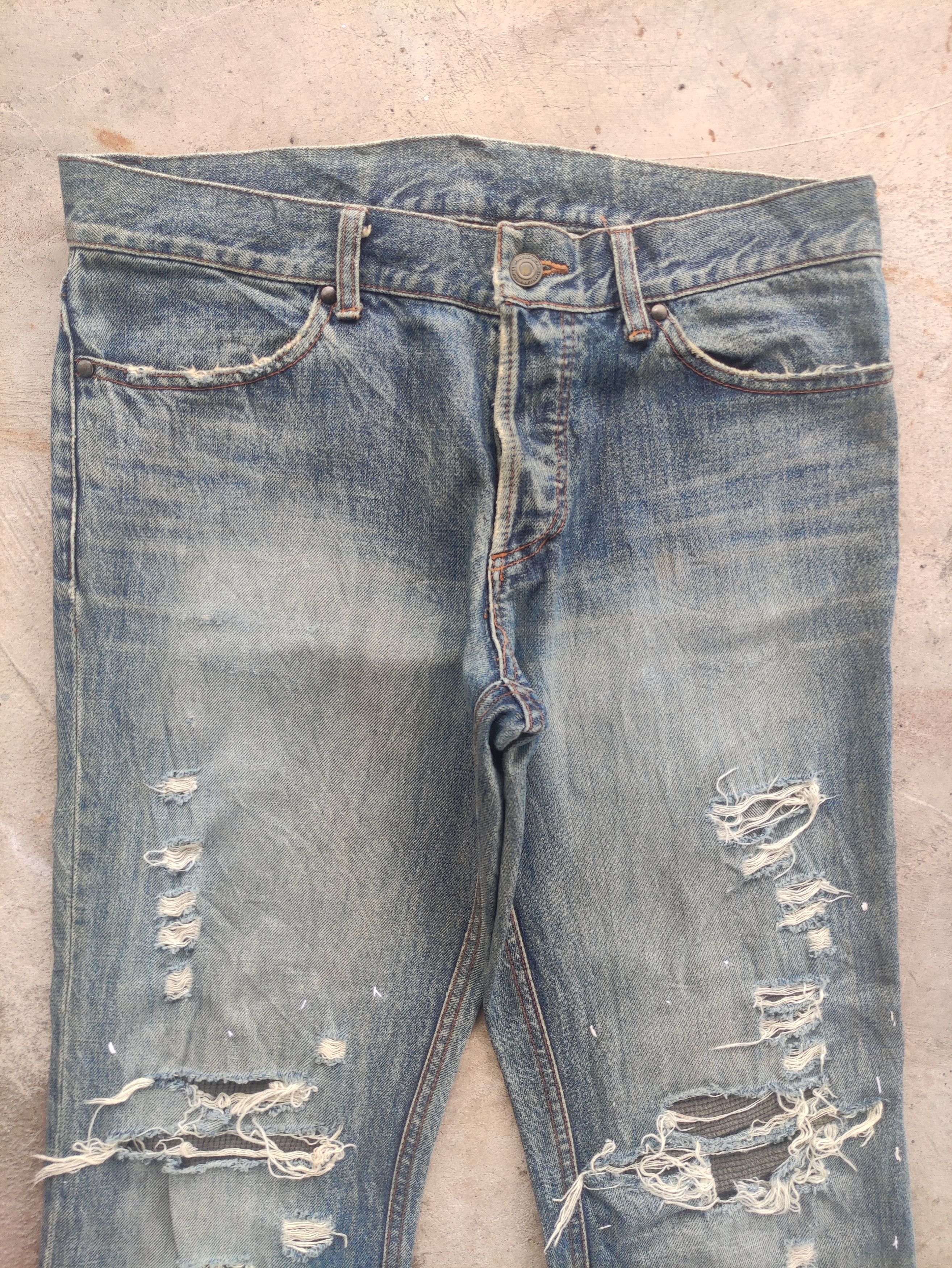 Japanese Brand Vintage Japanese Flare Denim Distressed Faded Jean Size US 34 / EU 50 - 3 Thumbnail