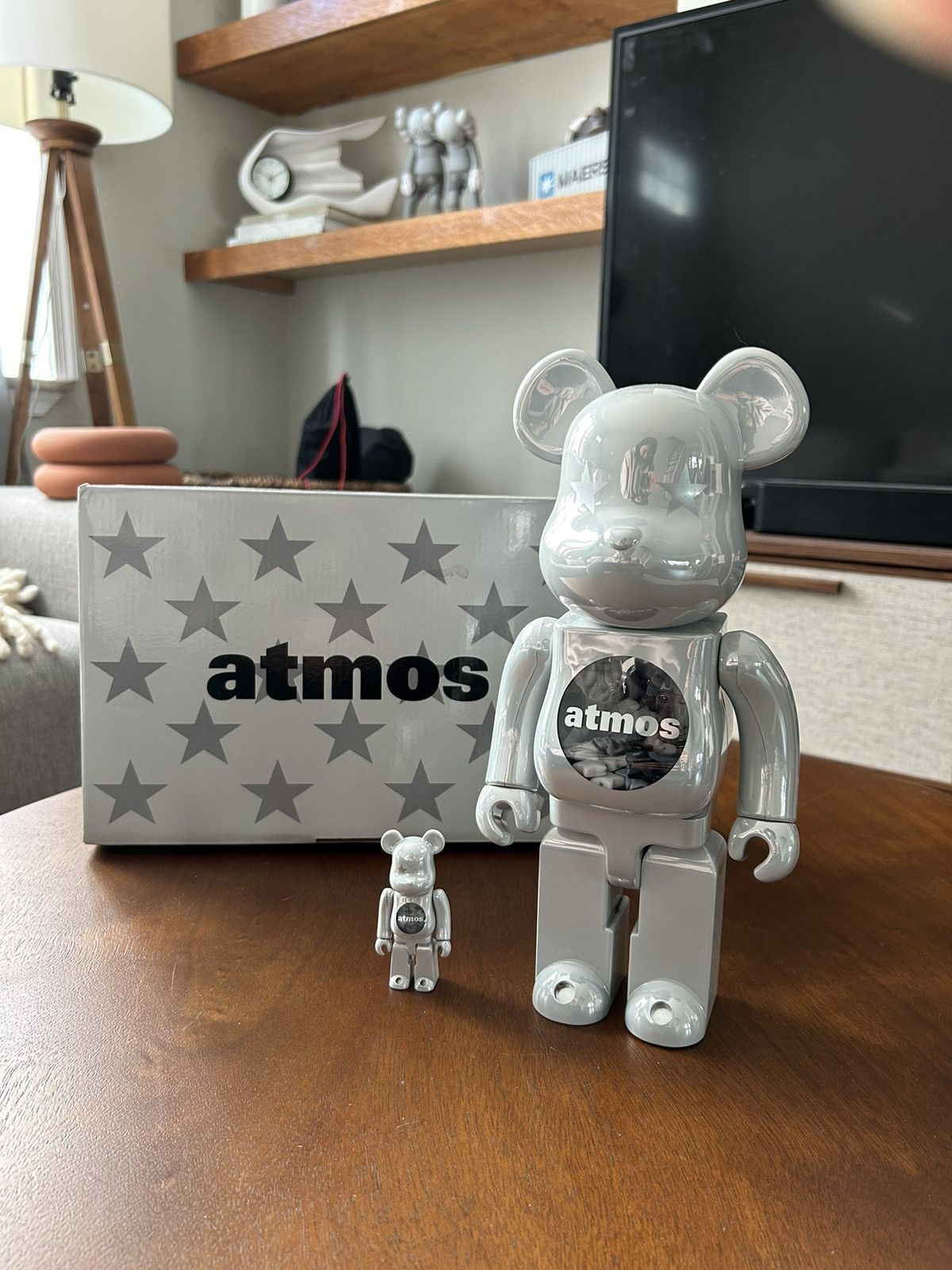 Bearbrick 400% + 100% Atmos - White Chrome