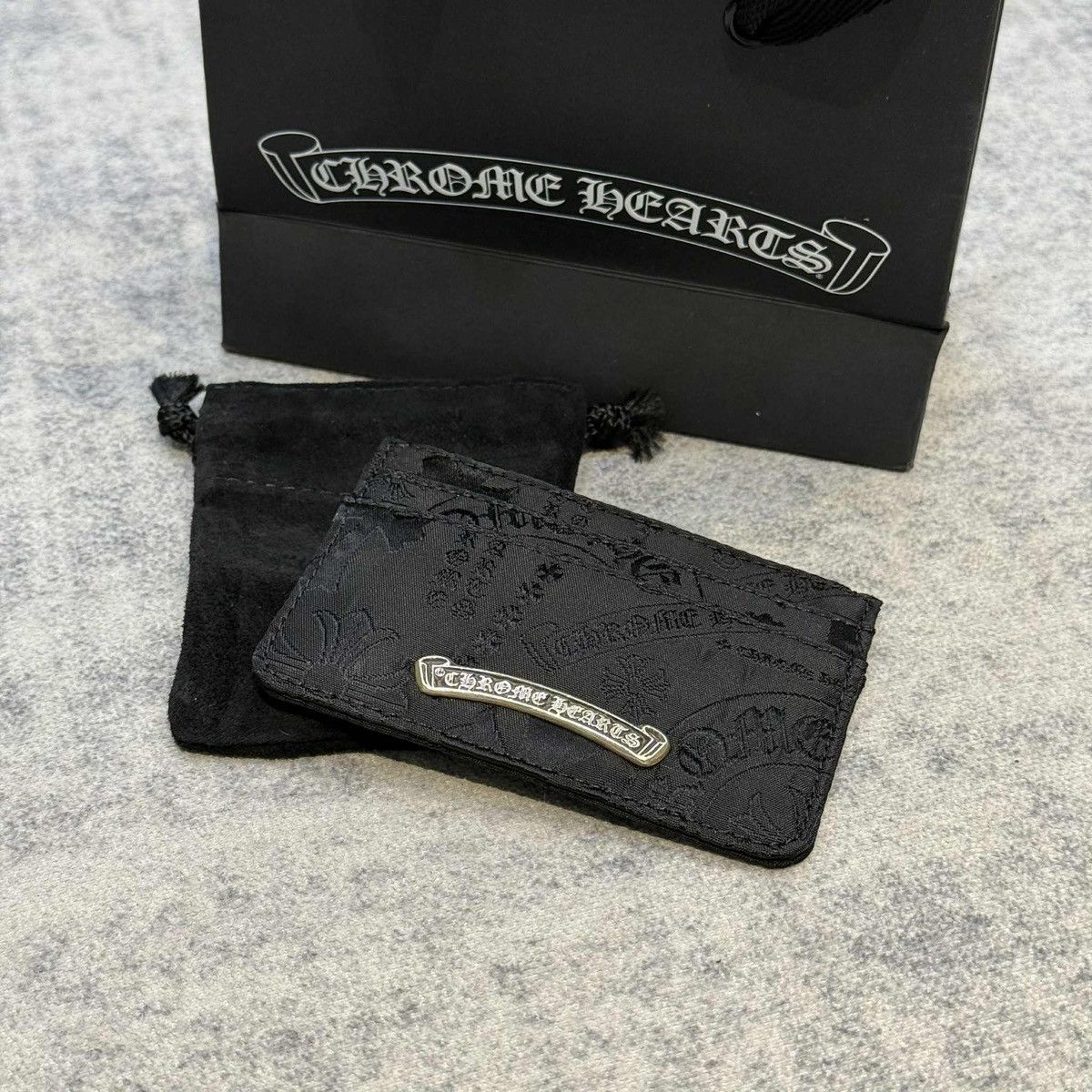 Chrome Hearts Chrome Hearts Motif Nylon Scroll Label Card Holder Black Size ONE SIZE - 1 Thumbnail