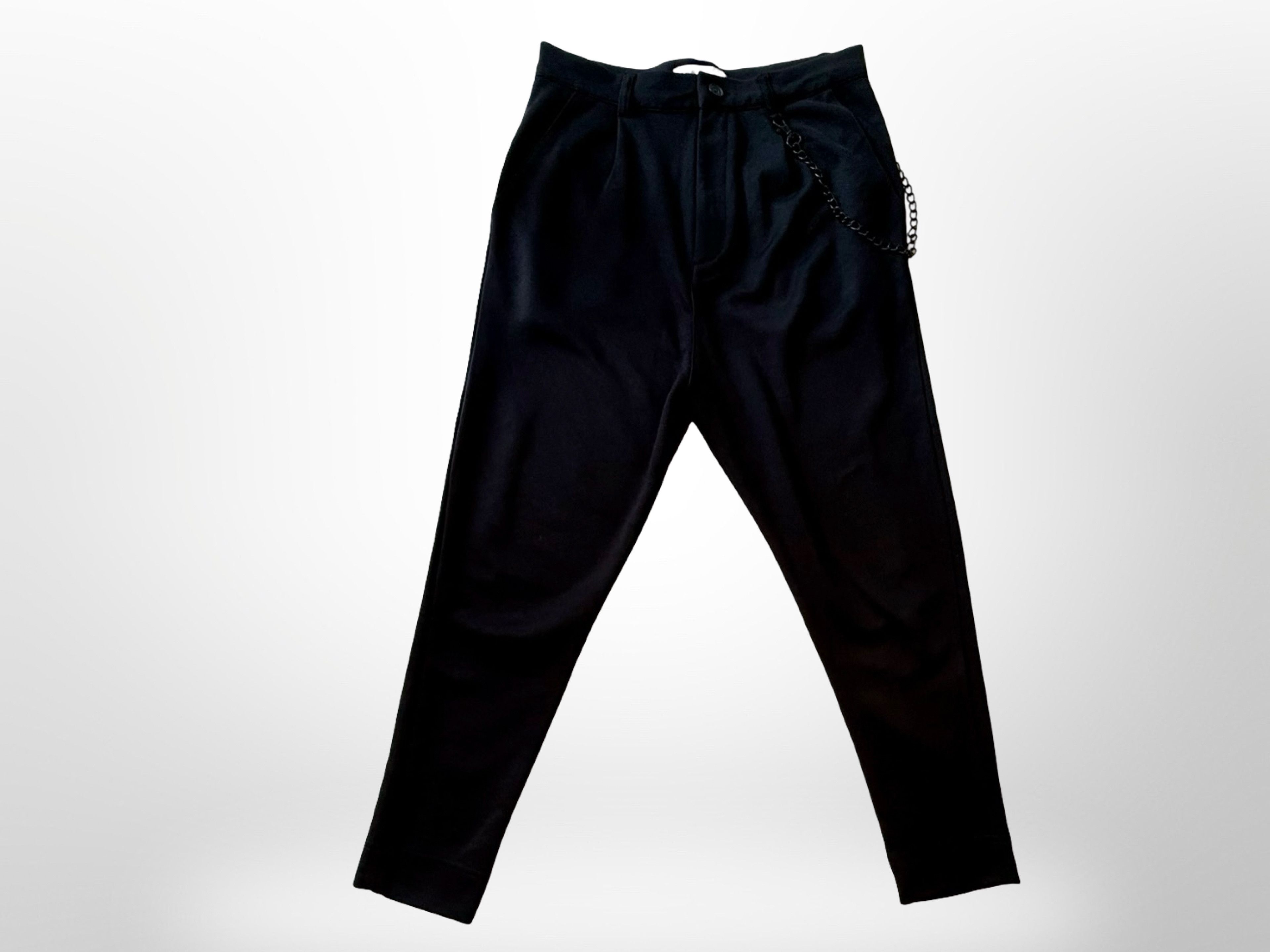 Zara Zara Men's Black Pants with Chain Detail Size US 28 / EU 44 - 2 Thumbnail