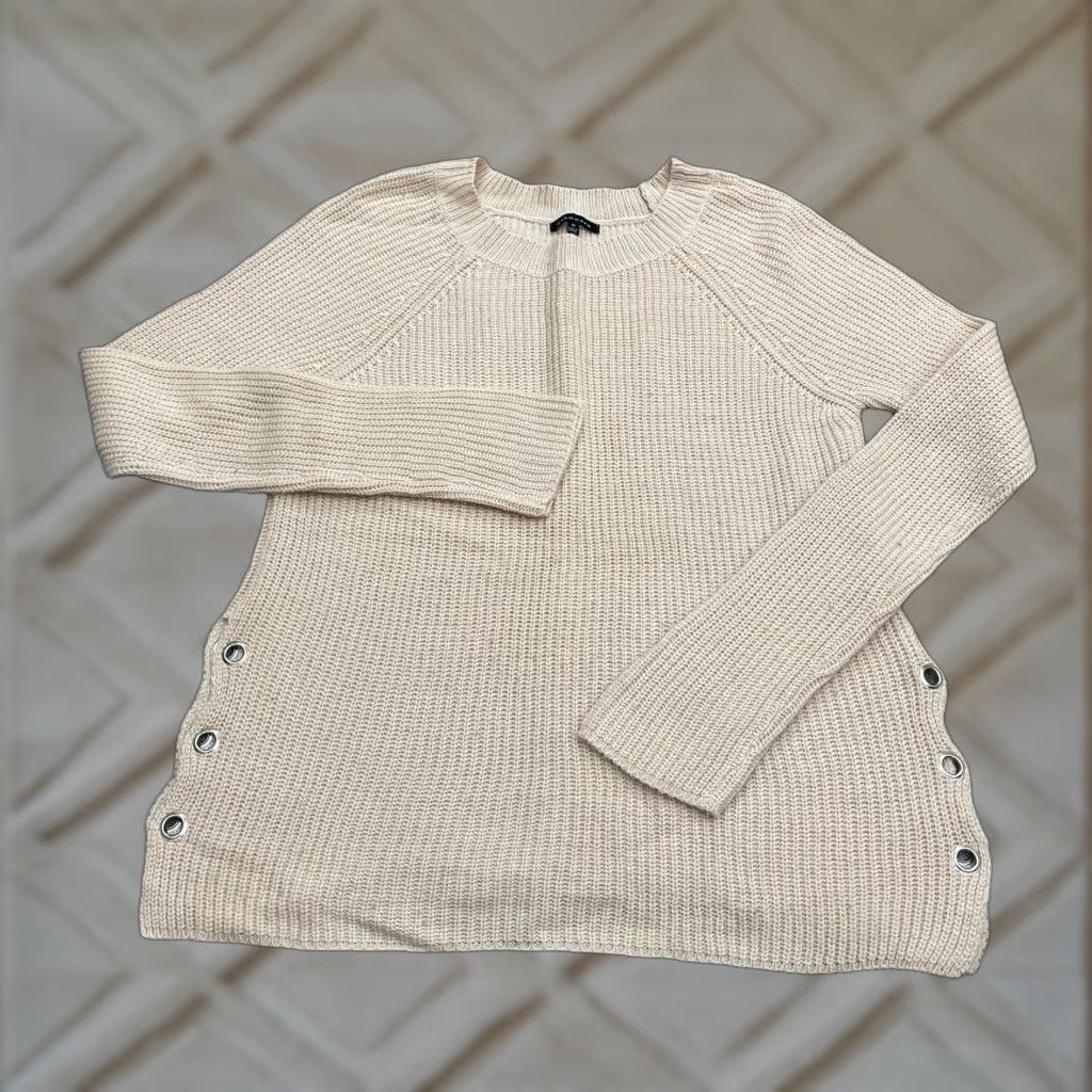 Vintage Staccato Sweater Women Medium Beige Raglan Side Holes Knit Acrylic Pullover Designer Classic Size M / US 6-8 / IT 42-44 - 1 Thumbnail