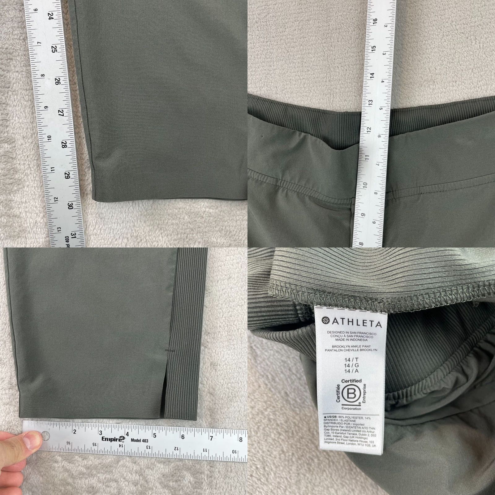 Athleta Athleta Pants Women 14 Olive Brooklyn Mid Rise Ankle Wrinkle Resistant Tailored Size 36" / US 14 / IT 50 - 8 Thumbnail