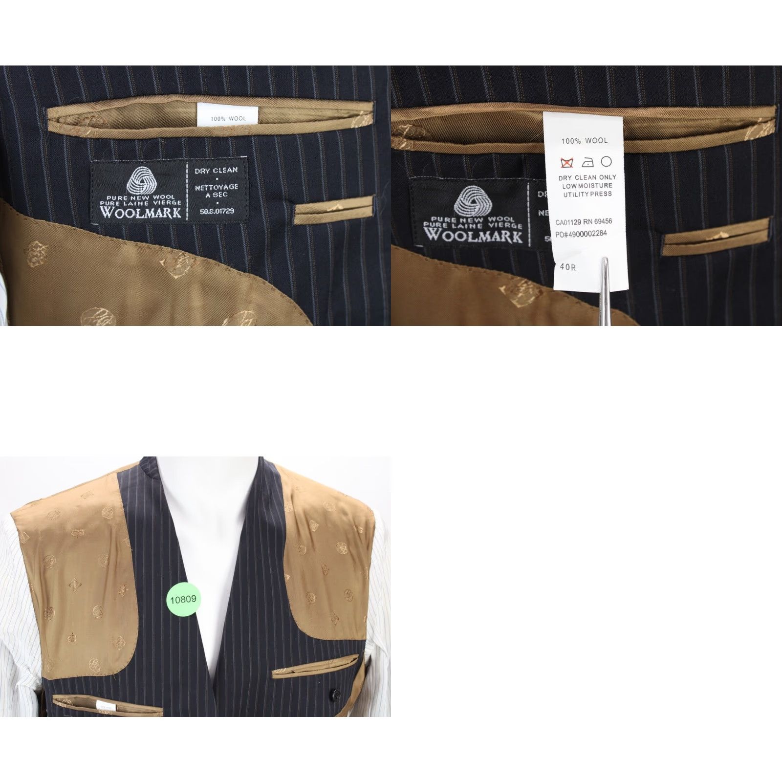 Sean John VINTAGE Sean John Wool Suit Jacket Men's 40R Black Pin Stripe Lined Business Stylish Size 40R - 9 Thumbnail