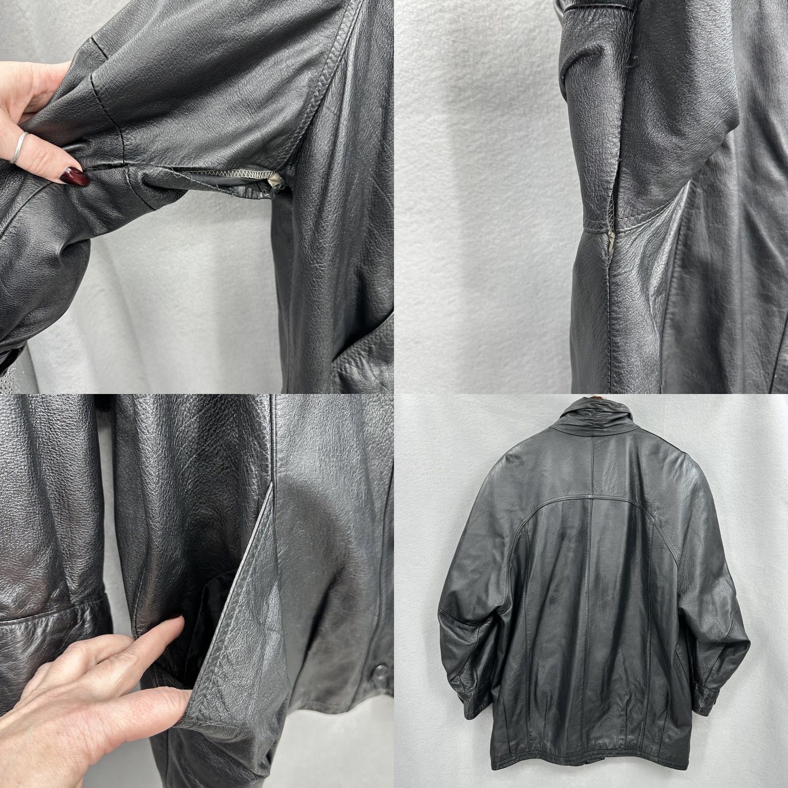 Vintage VINTAGE Pelle Jacket Womens Large Black Leather 90s 90s Patchwork Basic Jacket Shirt Mens Womens Girls Boys Size L / US 10 / IT 46 - 8 Thumbnail