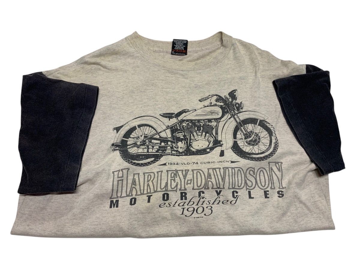 Harley Davidson × Vintage Vtg 1995 Harley Davidson T-shirt 1934 Vld Motorcycle Size US L / EU 52-54 / 3 - 12 Thumbnail