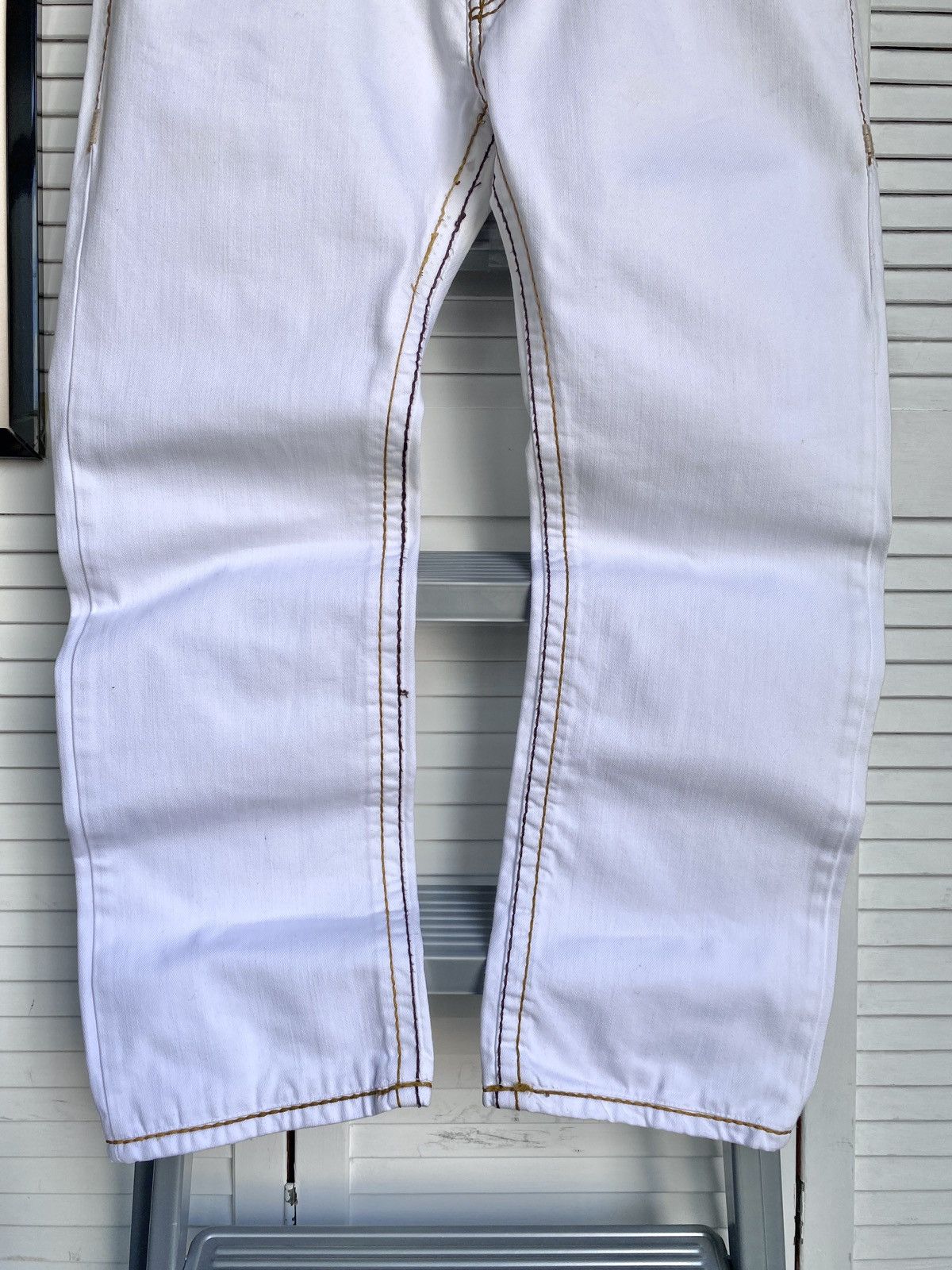 True Religion × Vintage True Religion White Jeans Big Stitch Denim USA Logan Super Size US 34 / EU 50 - 4 Thumbnail