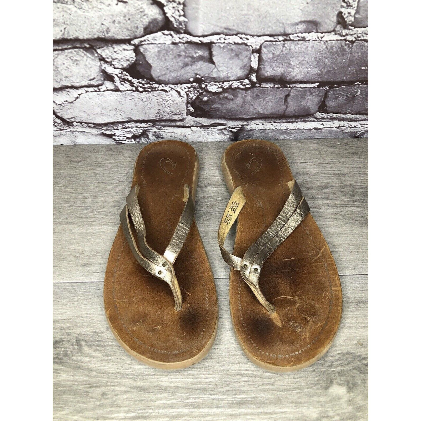 Olukai Olukai Kapehe Luana Gold Leather Beach Flip Flops Sandals Wo Size US 9 / IT 39 - 15 Thumbnail