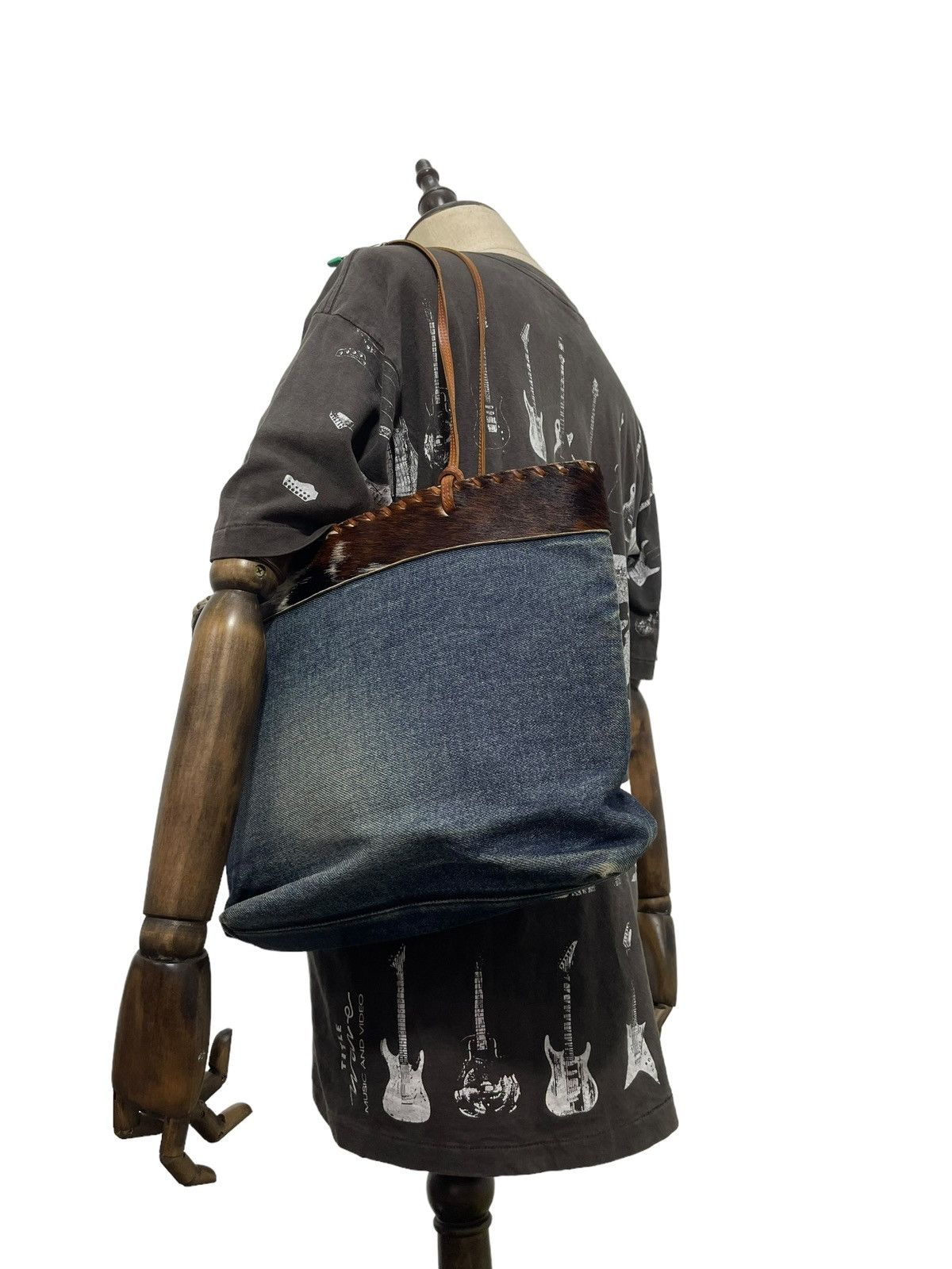 Japanese Brand Denim Leather Berge Italy Shoulder Bag 3🟩 Size ONE SIZE - 1 Thumbnail