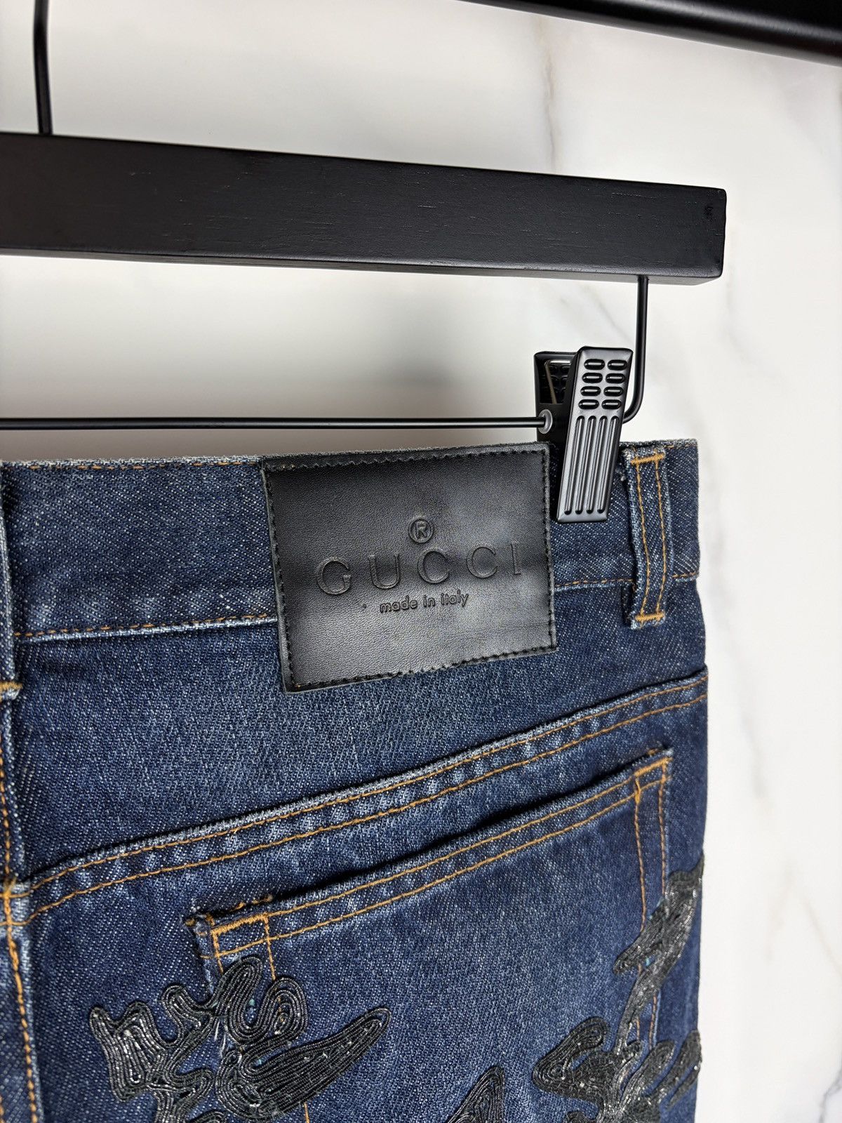 Gucci AW99 Gucci Tom Ford Runway Floral Embroidered Denim Jeans Size US 30 / EU 46 - 10 Thumbnail