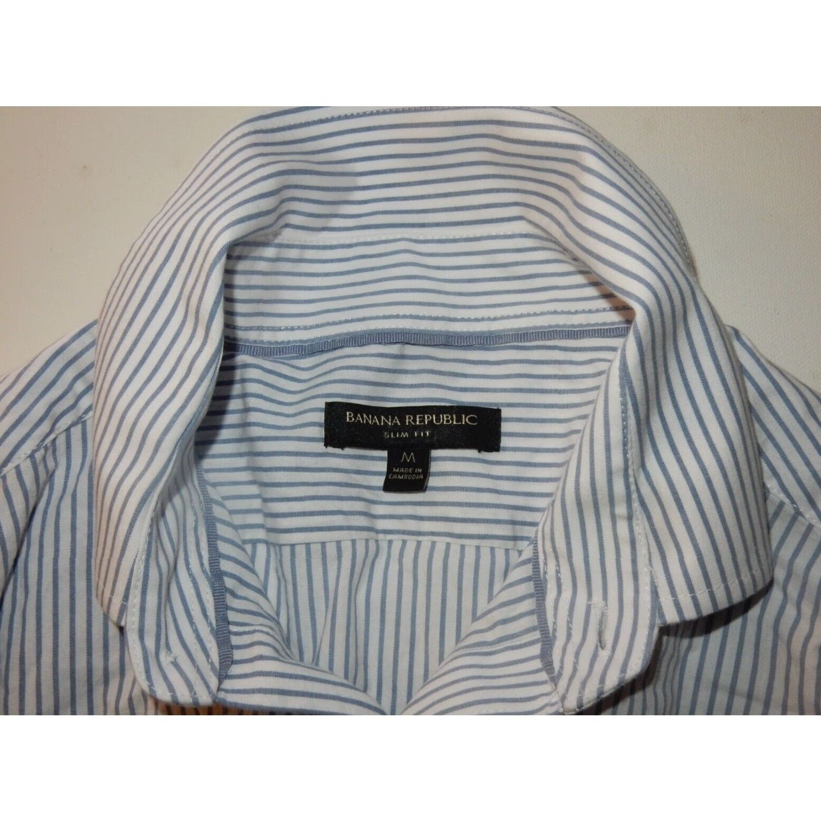 Banana Republic Banana Republic Slim Fit Button-Up Shirt Men's Medium Blue Striped Cotton Long Sleeve Mens Size US M / EU 48-50 / 2 - 4 Thumbnail