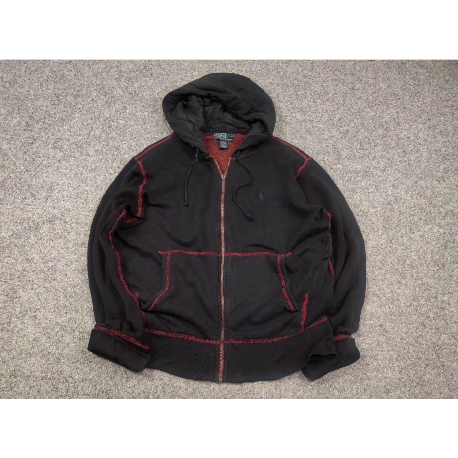 Polo Ralph Lauren VINTAGE Polo Ralph Lauren Logo Black Red Zip Hoodie 90s Polo Ralph Lauren Hoodie S Mens Black 90s Logo Hoodie Size US S / EU 44-46 / 1 - 4 Thumbnail