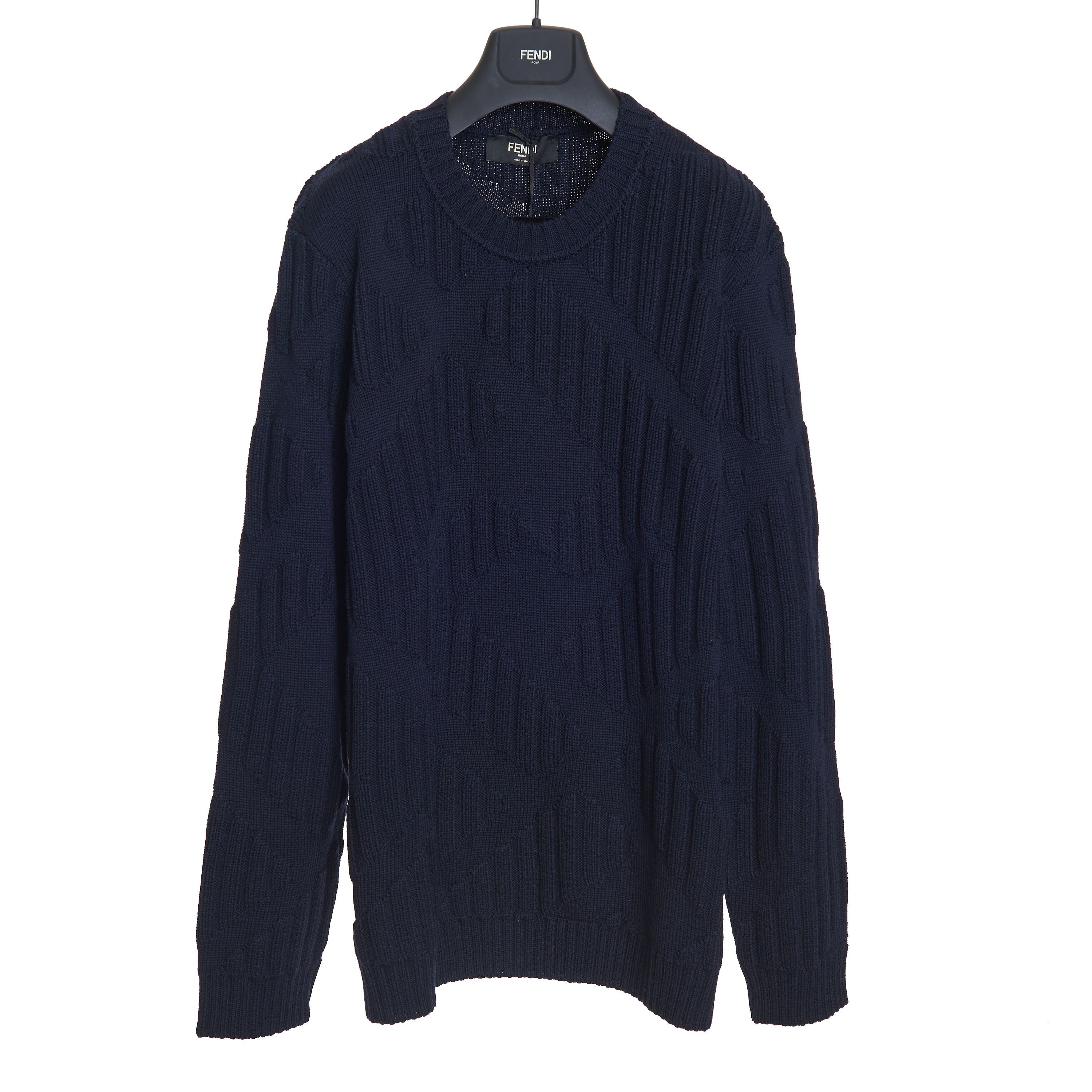 Fendi Sweater In Fleece Wool With All Over Jacquard Fendi Motif Size US XL / EU 56 / 4 - 1 Thumbnail