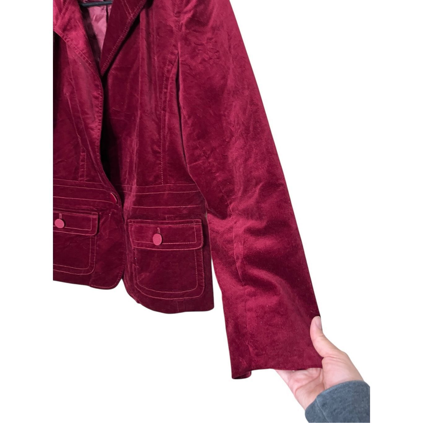 Other Talbots Deep Red/Burgundy Velvet Blazer Jacket Lined Size 12 Size XL / US 12-14 / IT 48-50 - 4 Thumbnail