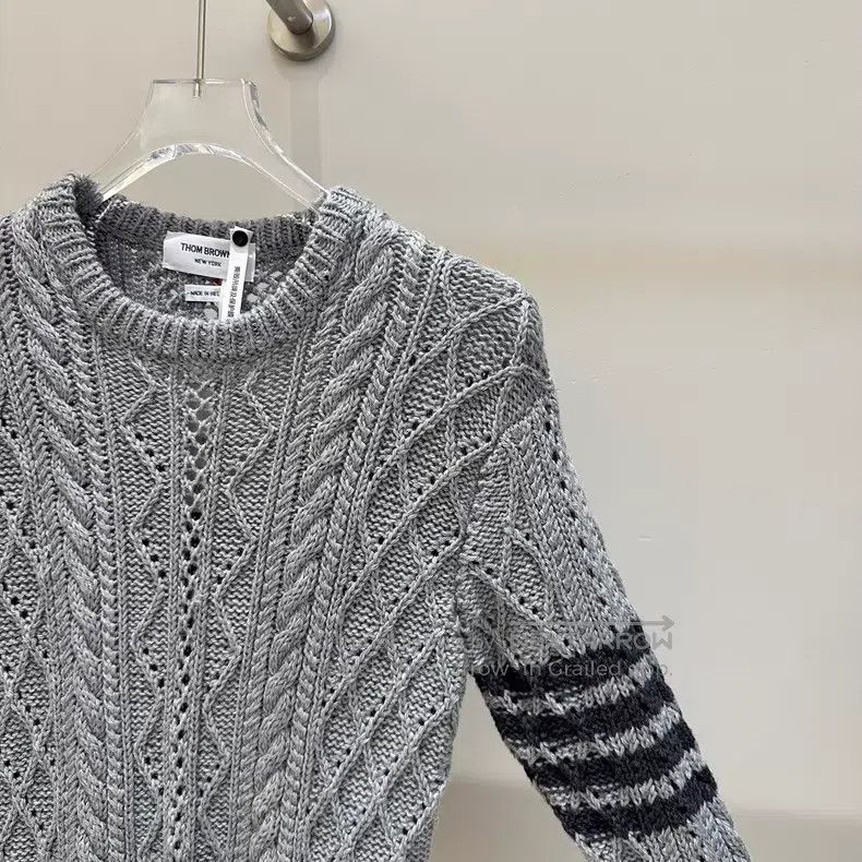 Thom Browne Thom Browne Herringbone Twill Classic Logo Wool Sweater Size XS / US 0-2 / IT 36-38 - 4 Thumbnail