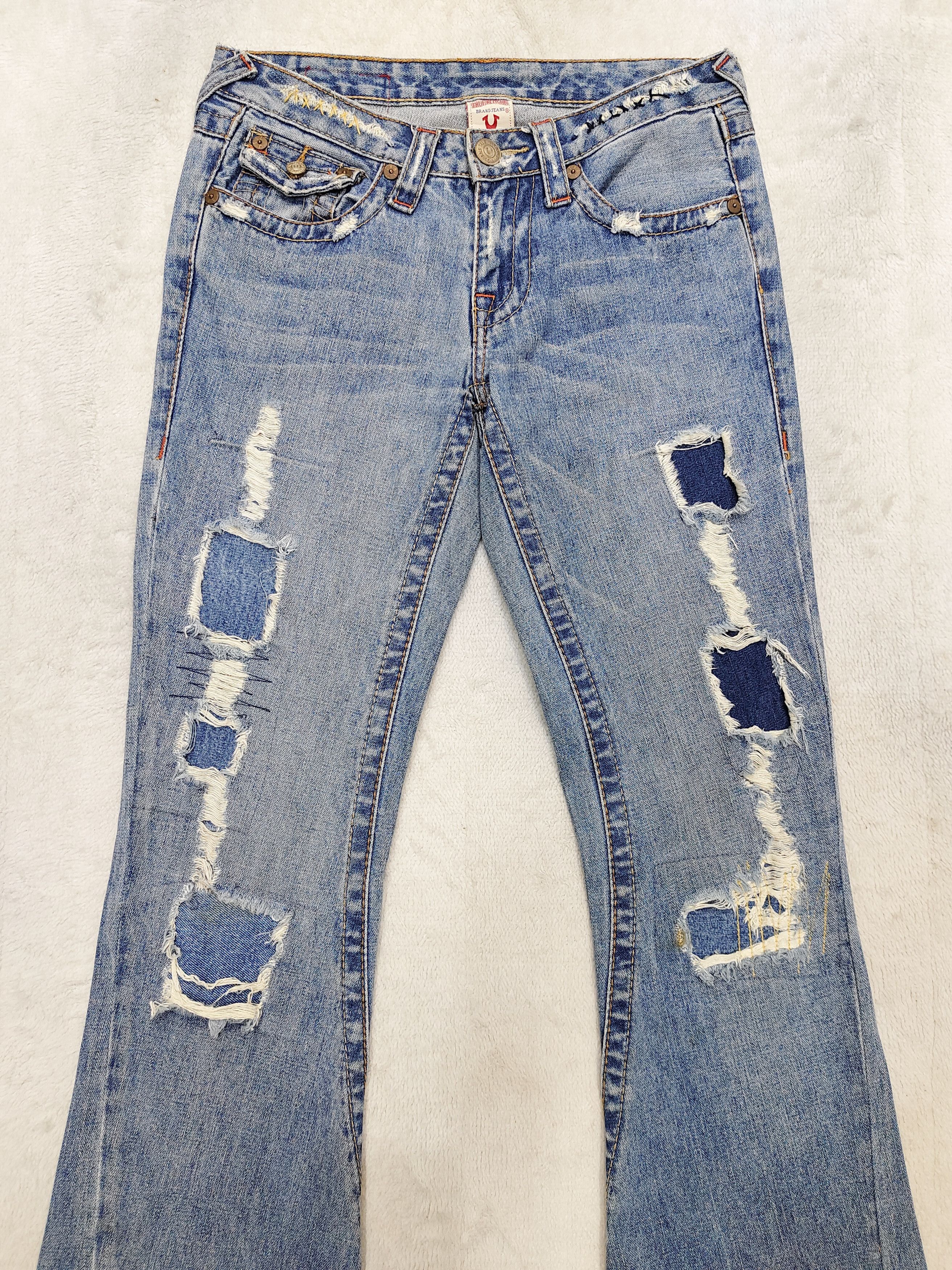 True Religion True Religion- Y2K Ghost Pocket Pacthwork Distressed Flare Size 29" - 2 Thumbnail