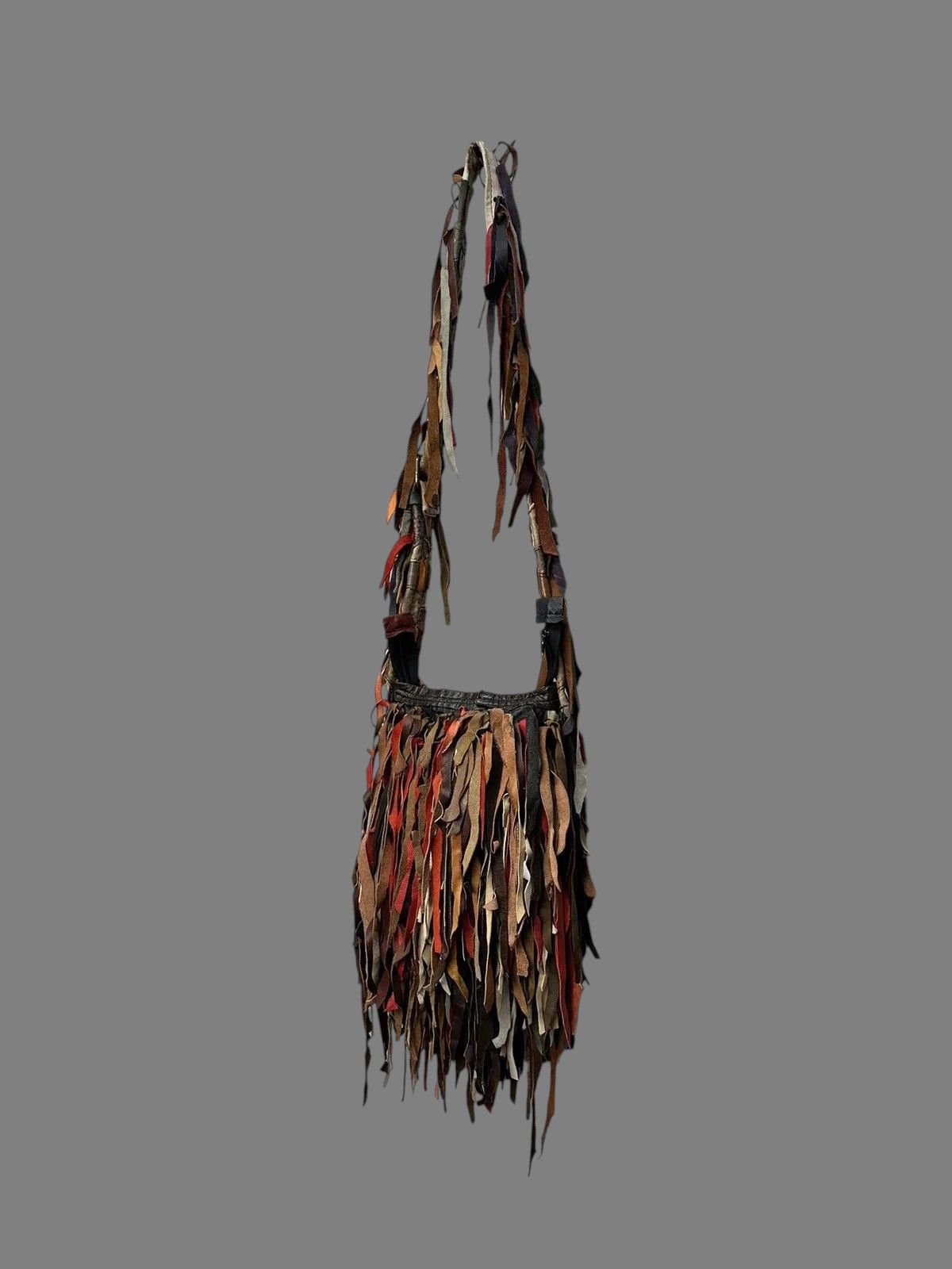 KMRii Artisan Multi Leather Fringe Bag Avantgarde Style Size ONE SIZE - 8 Thumbnail