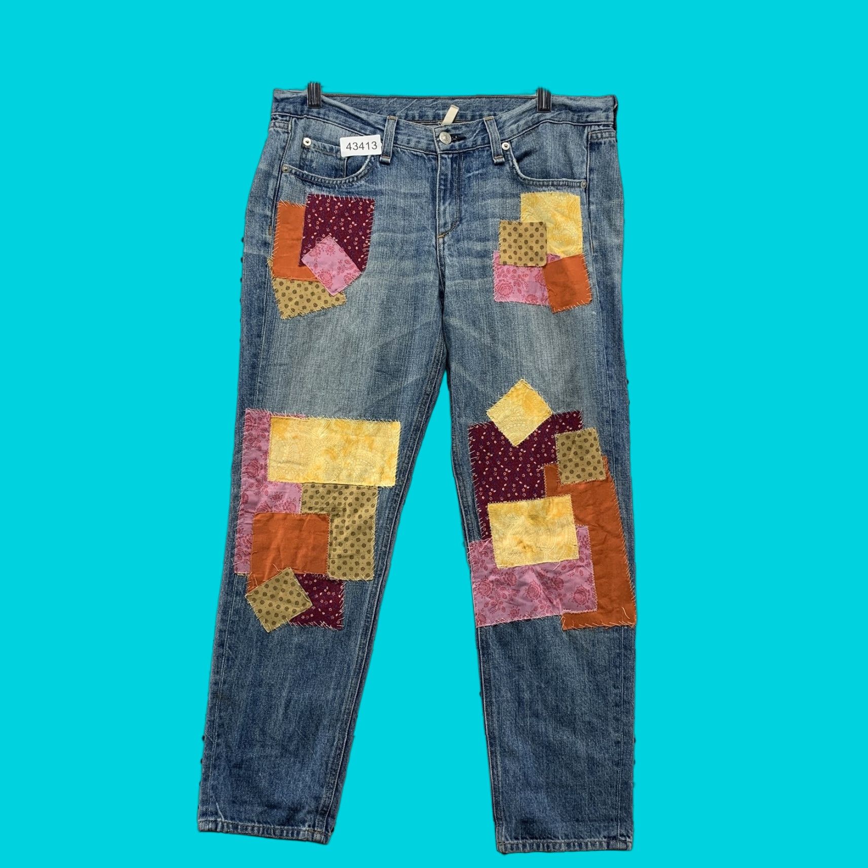 Rag & Bone VINTAGE Rag & Bone Patchwork Denim Jeans Womens Size 28 34x28 Blue Regular 5-Pocket Womens Jeans Size 28" / US 6 / IT 42 - 1 Thumbnail