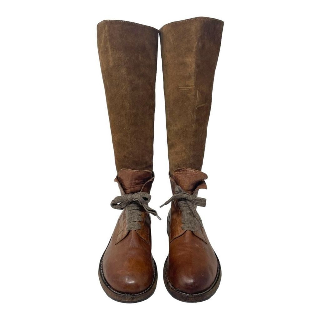 Brunello Cucinelli Brunello Cucinelli Brown Leather and Suede Riding Boots 41 Size US 11 / IT 41 - 3 Thumbnail